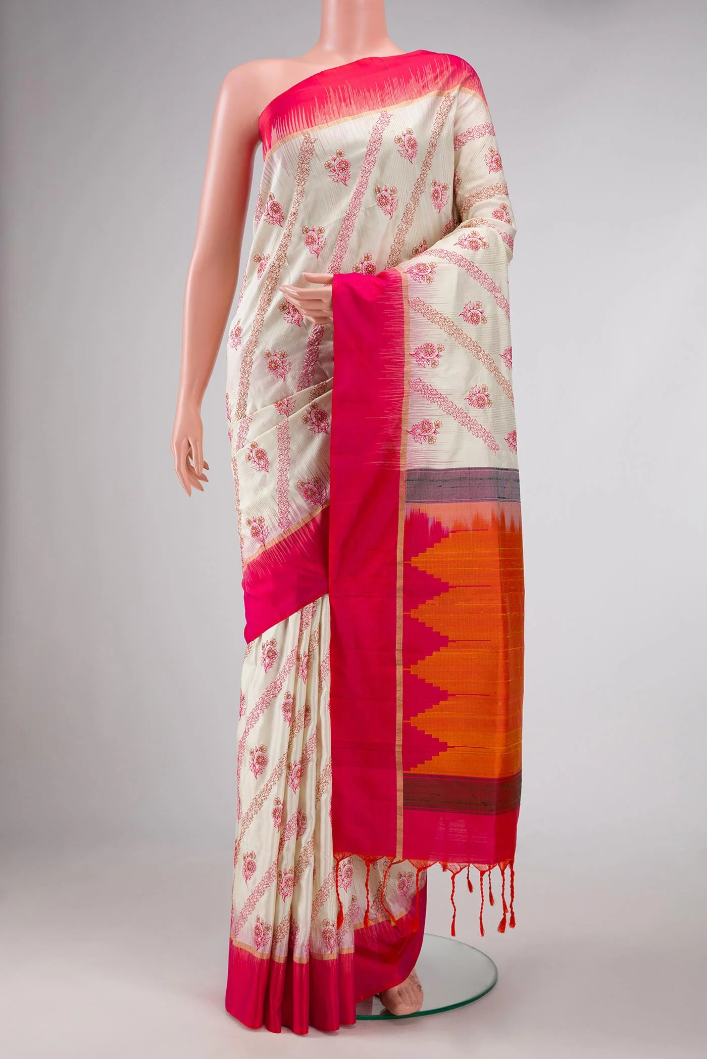 Off White Soft Silk Saree