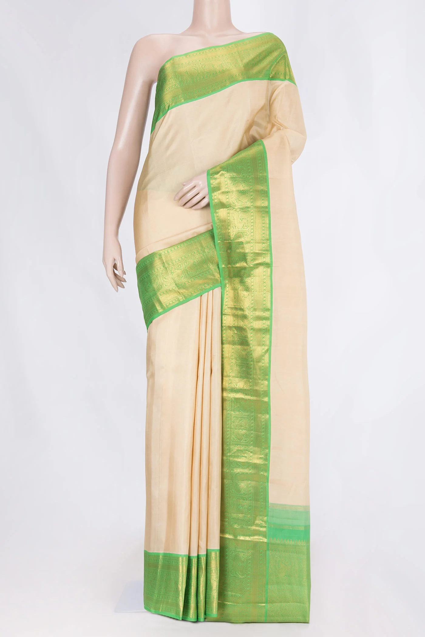 Beige Dual Tone Kanjivaram Silk Saree
