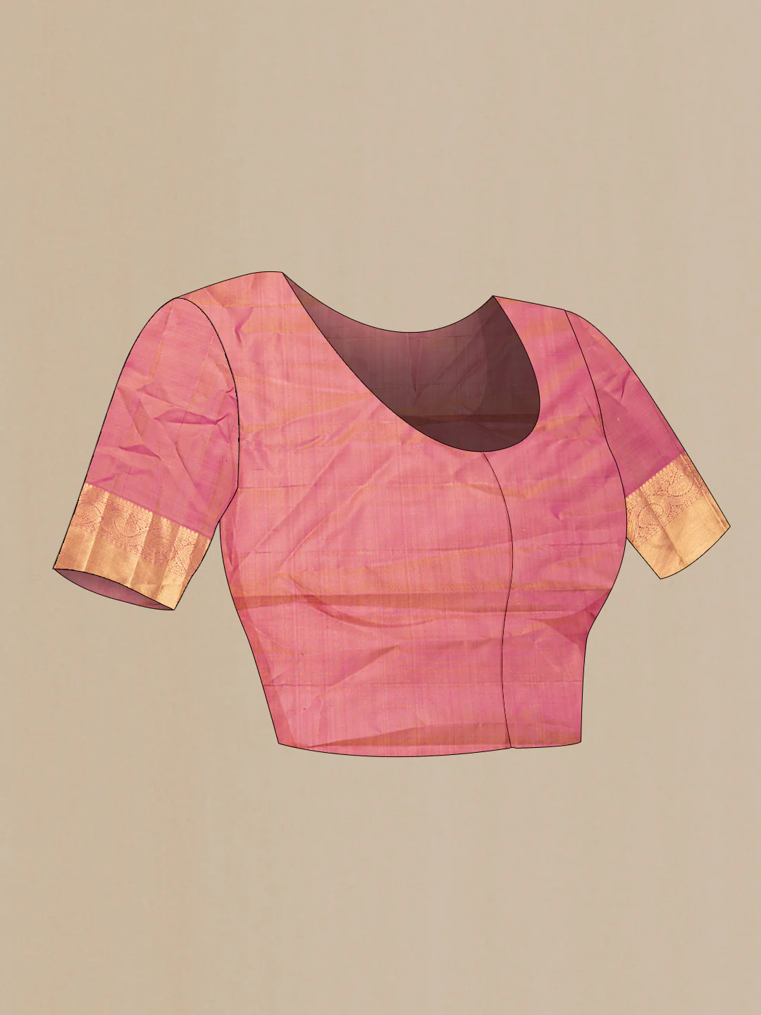 Beige Dual Tone Kanchipuram Silk Saree - Image 5