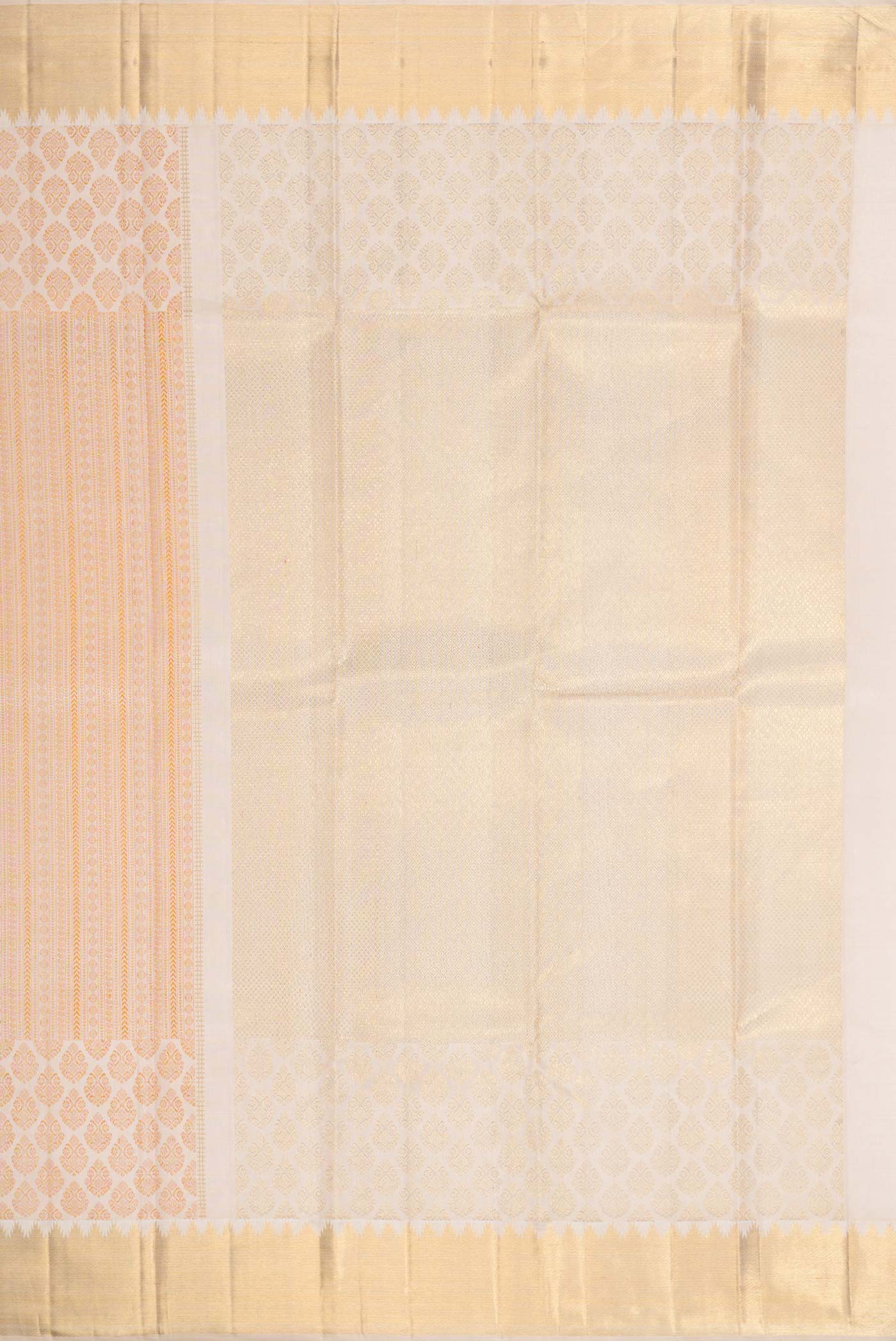Pure Silk Pure Zari Cream Kanchipuram Saree - Image 7