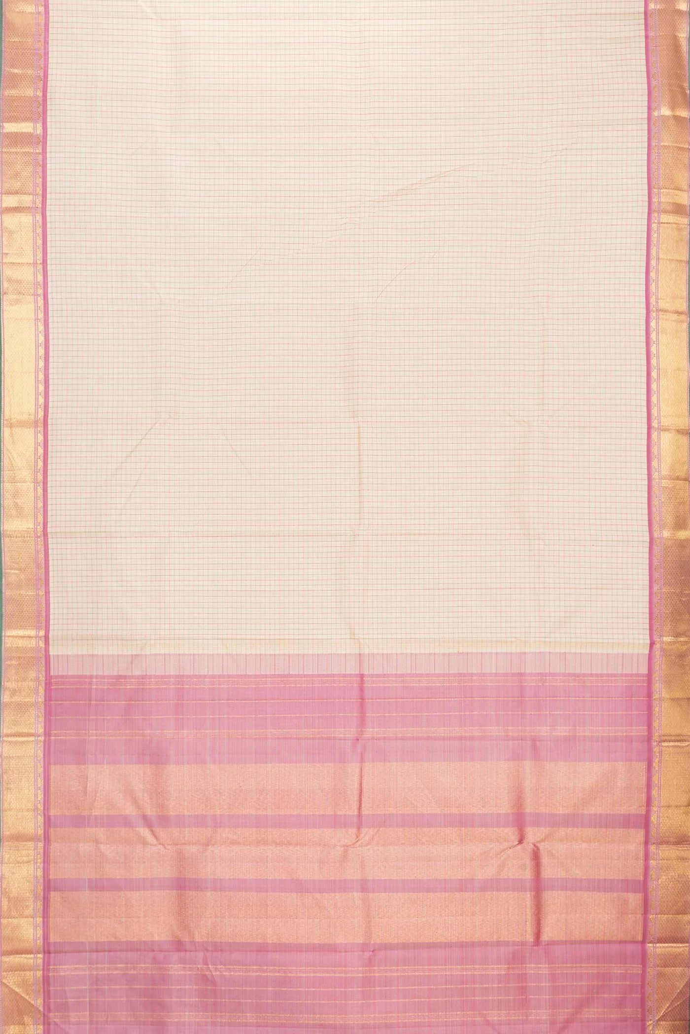 Cream Kanchipuram Silk Saree - Image 6