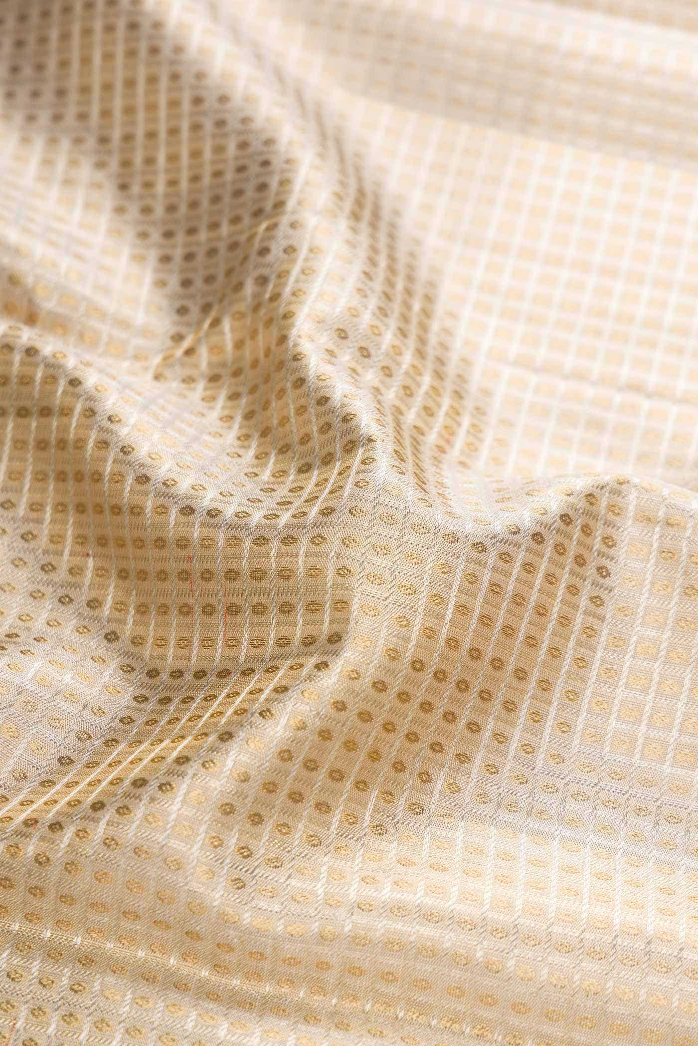 Pure Silk Pure Zari Beige Dual Tone Kanjivaram Tissue Saree - Image 3