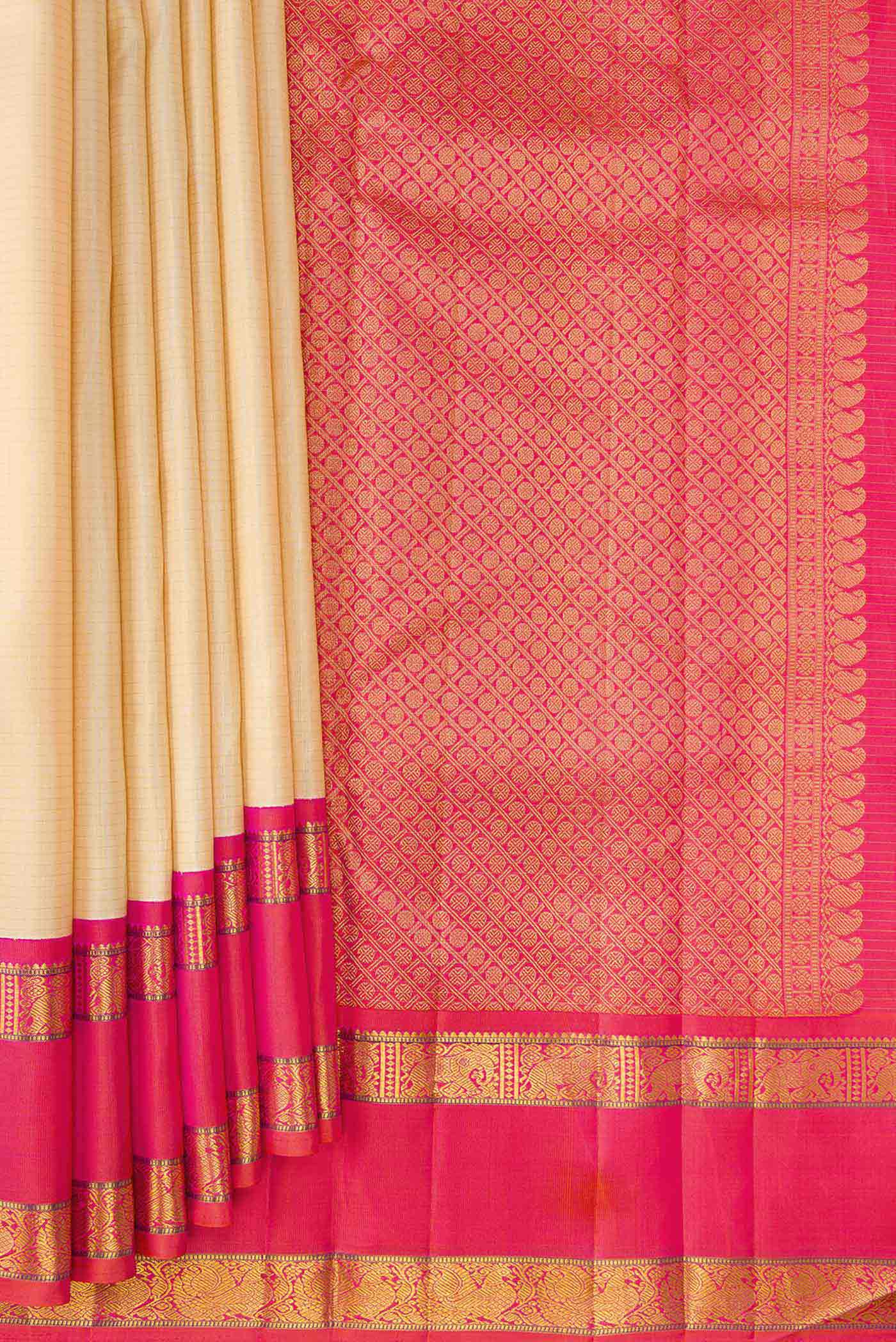 Cream Kanjivaram Silk Saree - Image 4