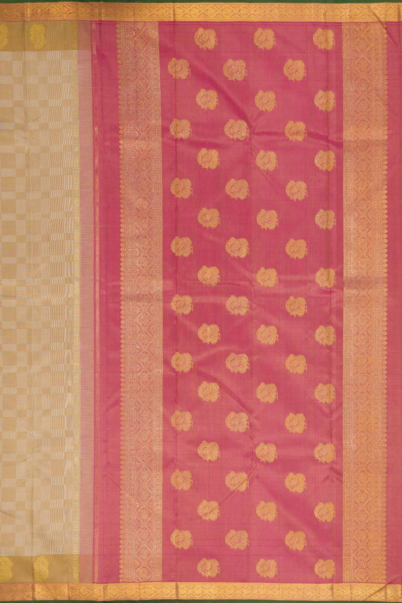 Pure Silk Pure Zari Beige Kanjivaram Saree - Image 7