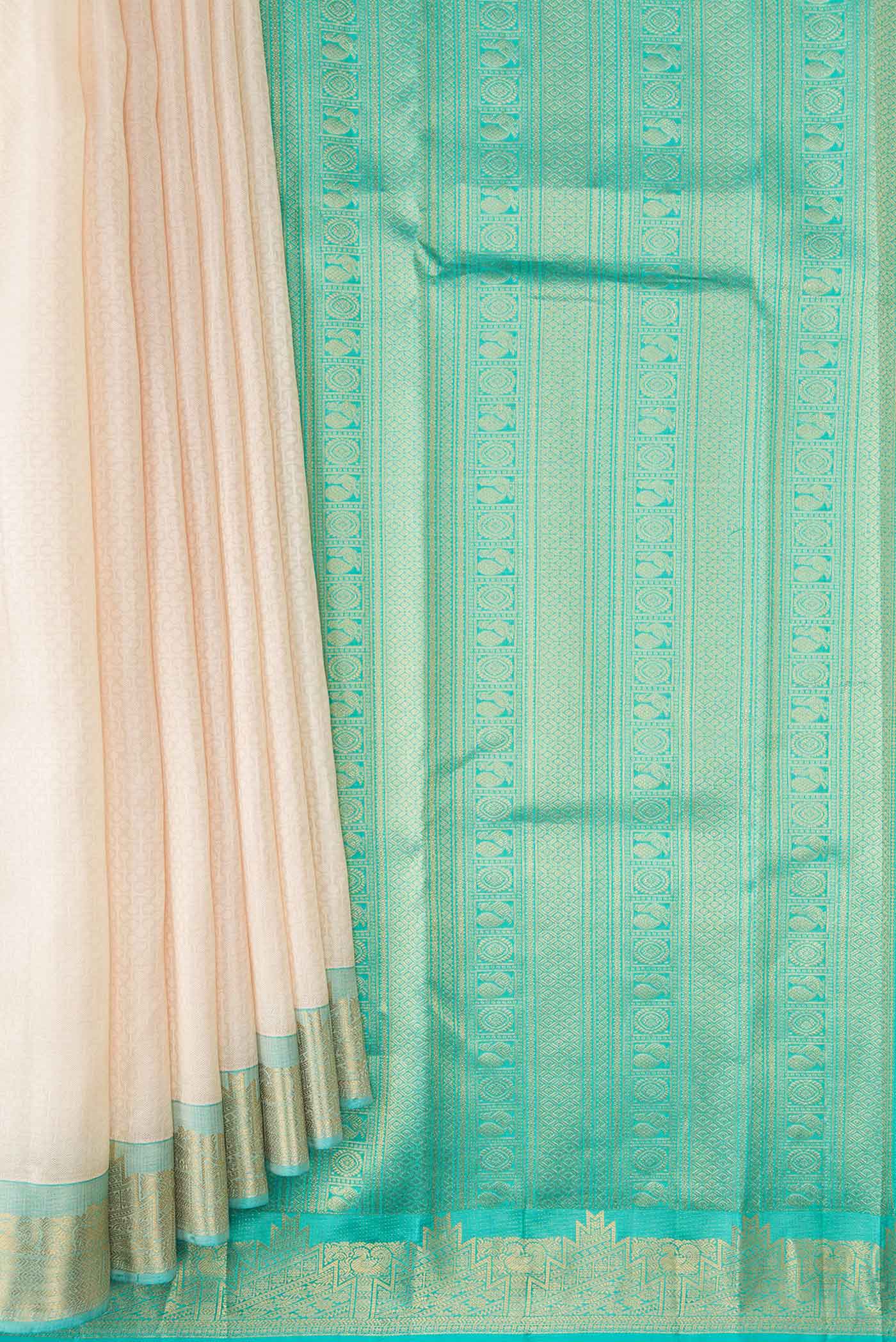 Cream Kanjivaram Silk Saree - Image 4