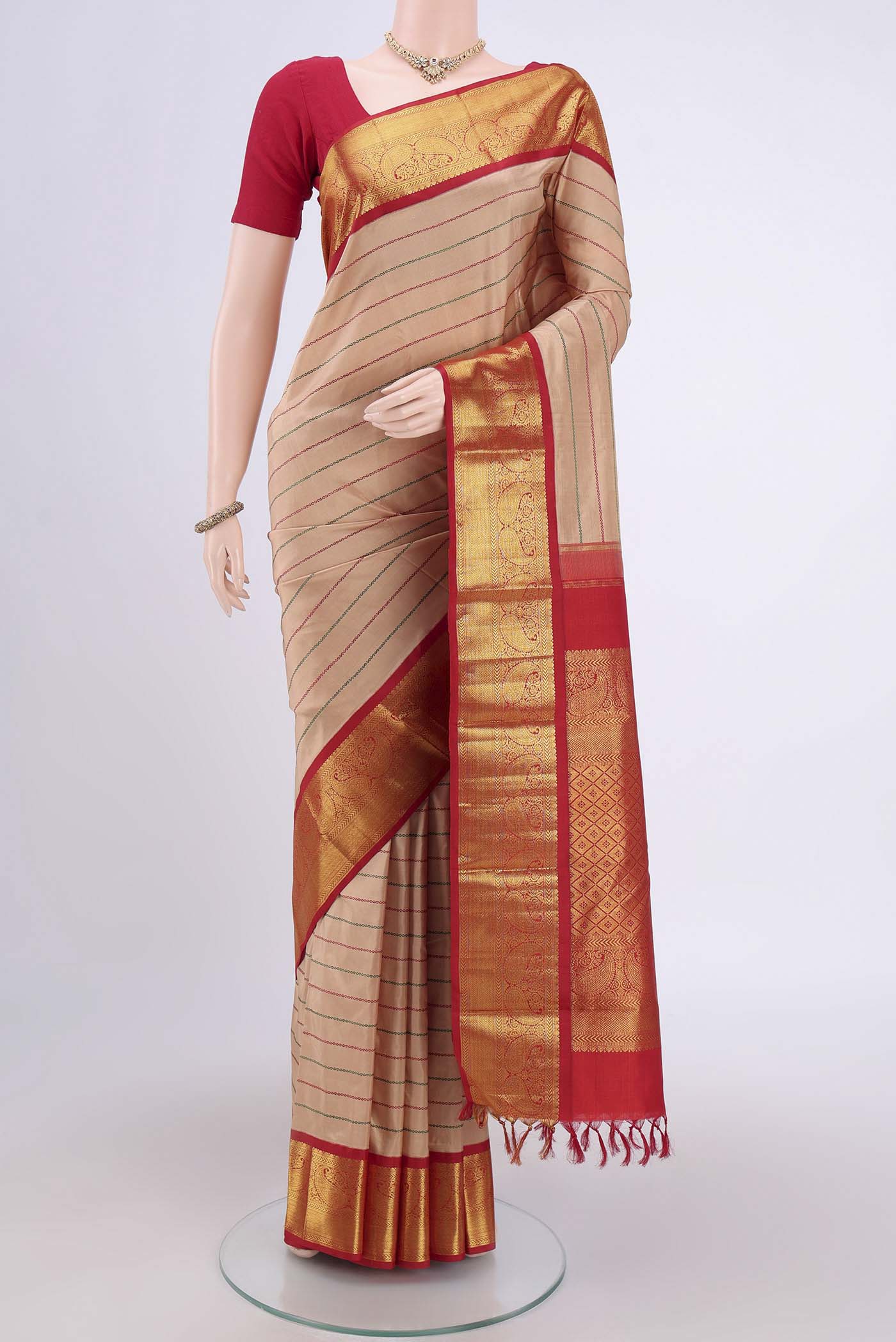 Sandal Kanjivaram Silk Saree