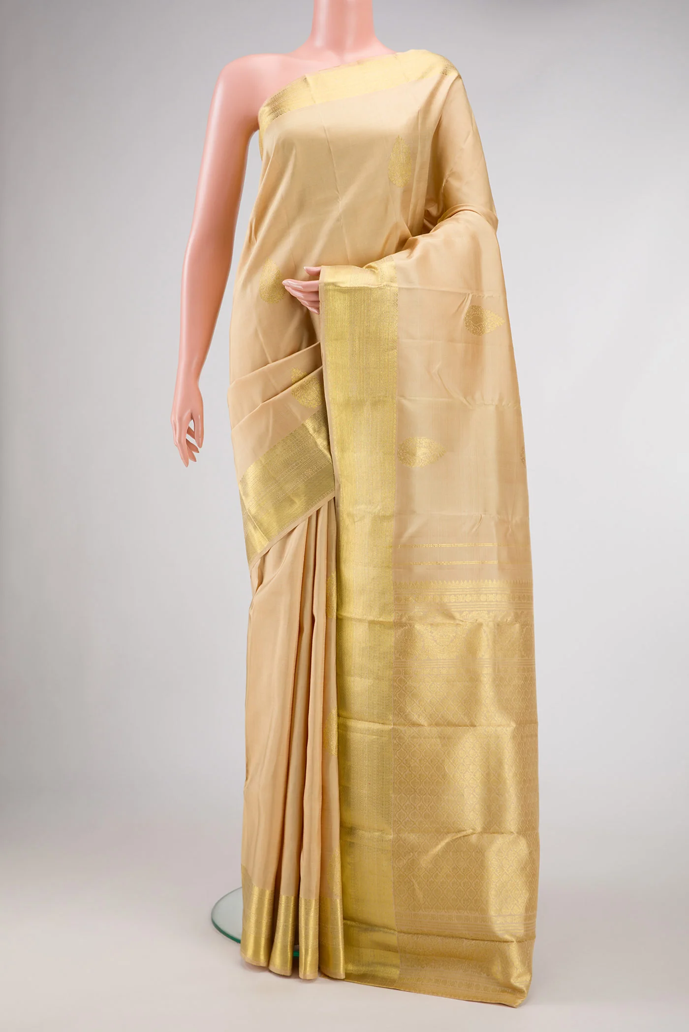 Beige Kanjivaram Silk Saree