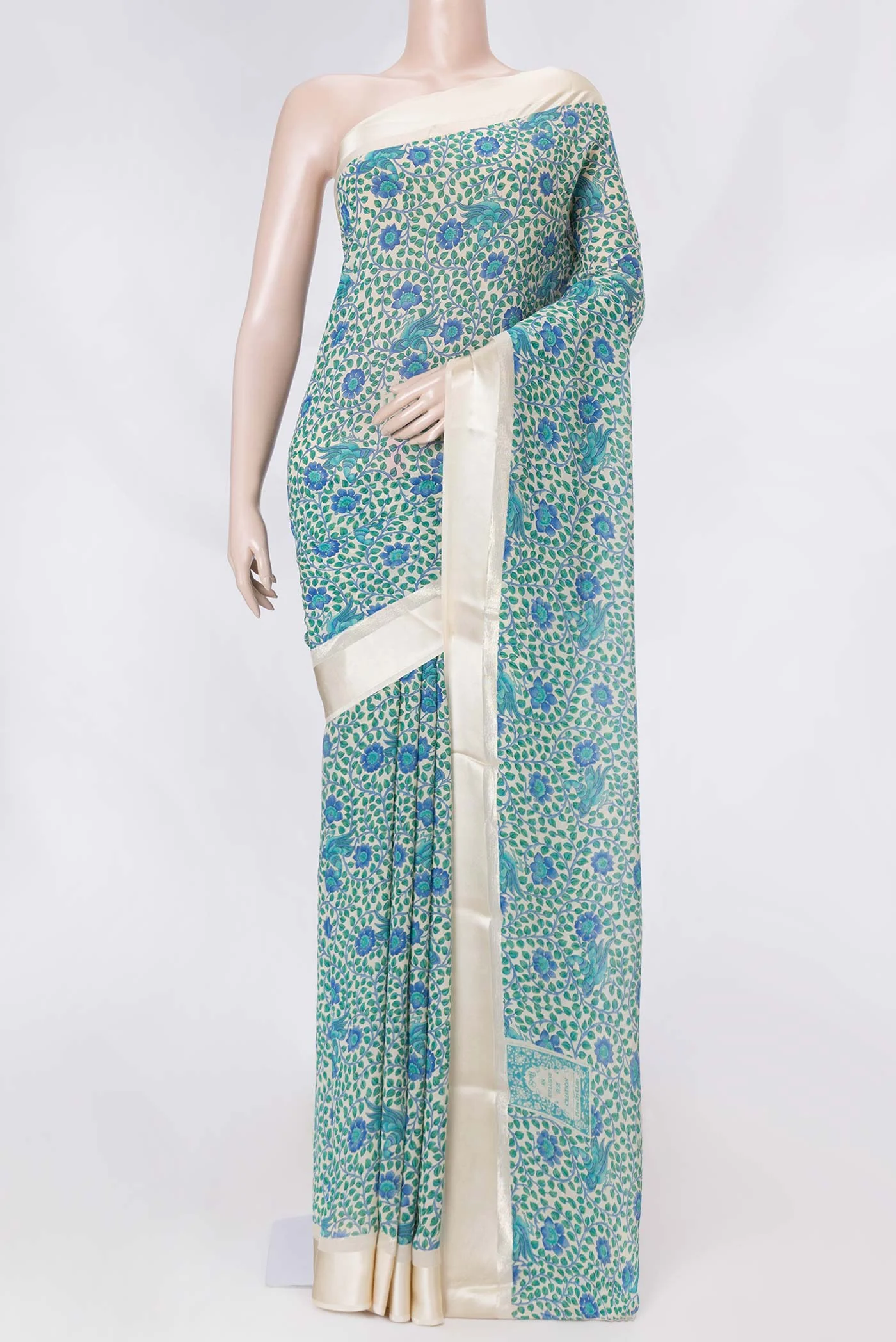 Beige Dual Tone Mysore Crepe Saree