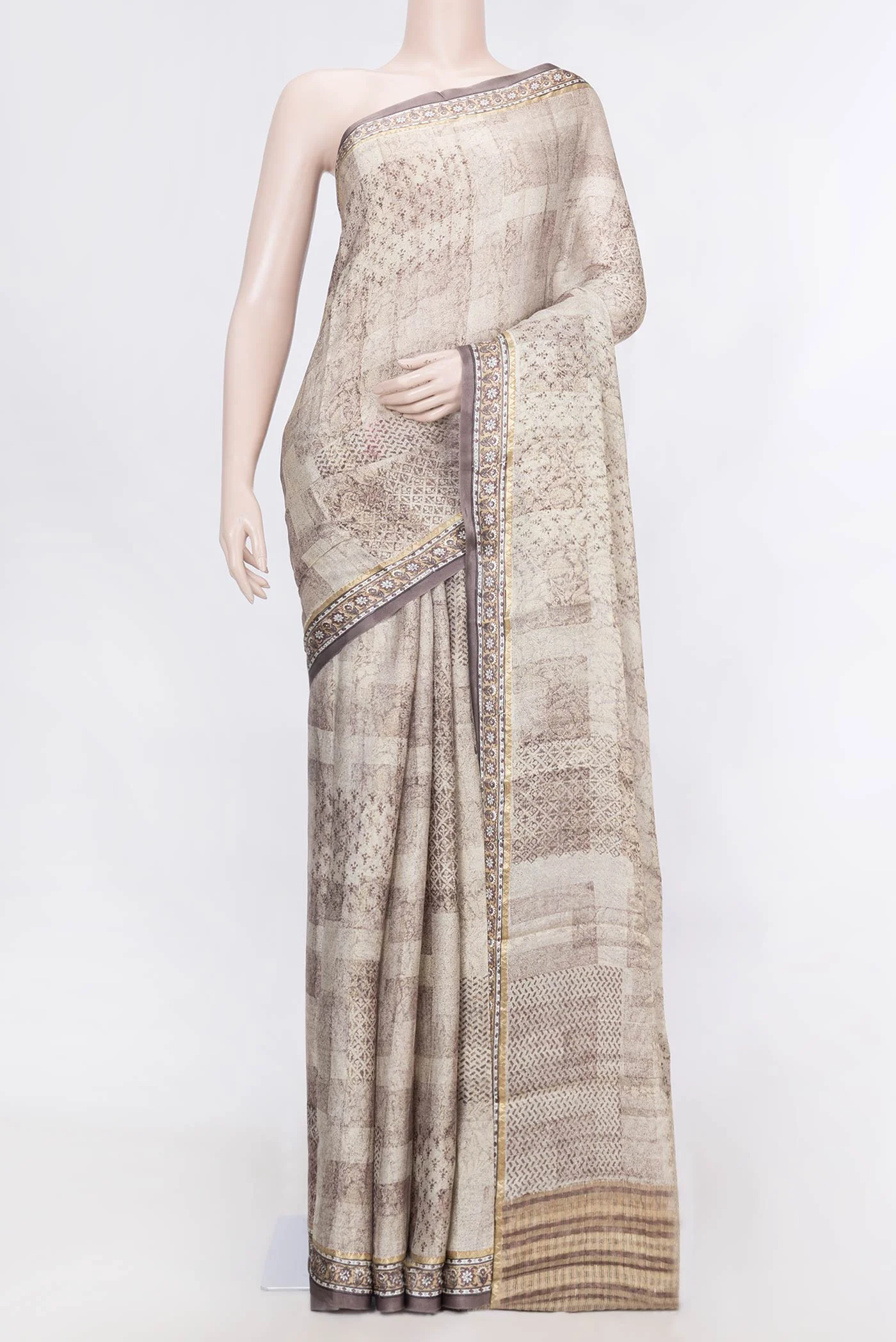 Beige Dual Tone Mysore Georgette Saree
