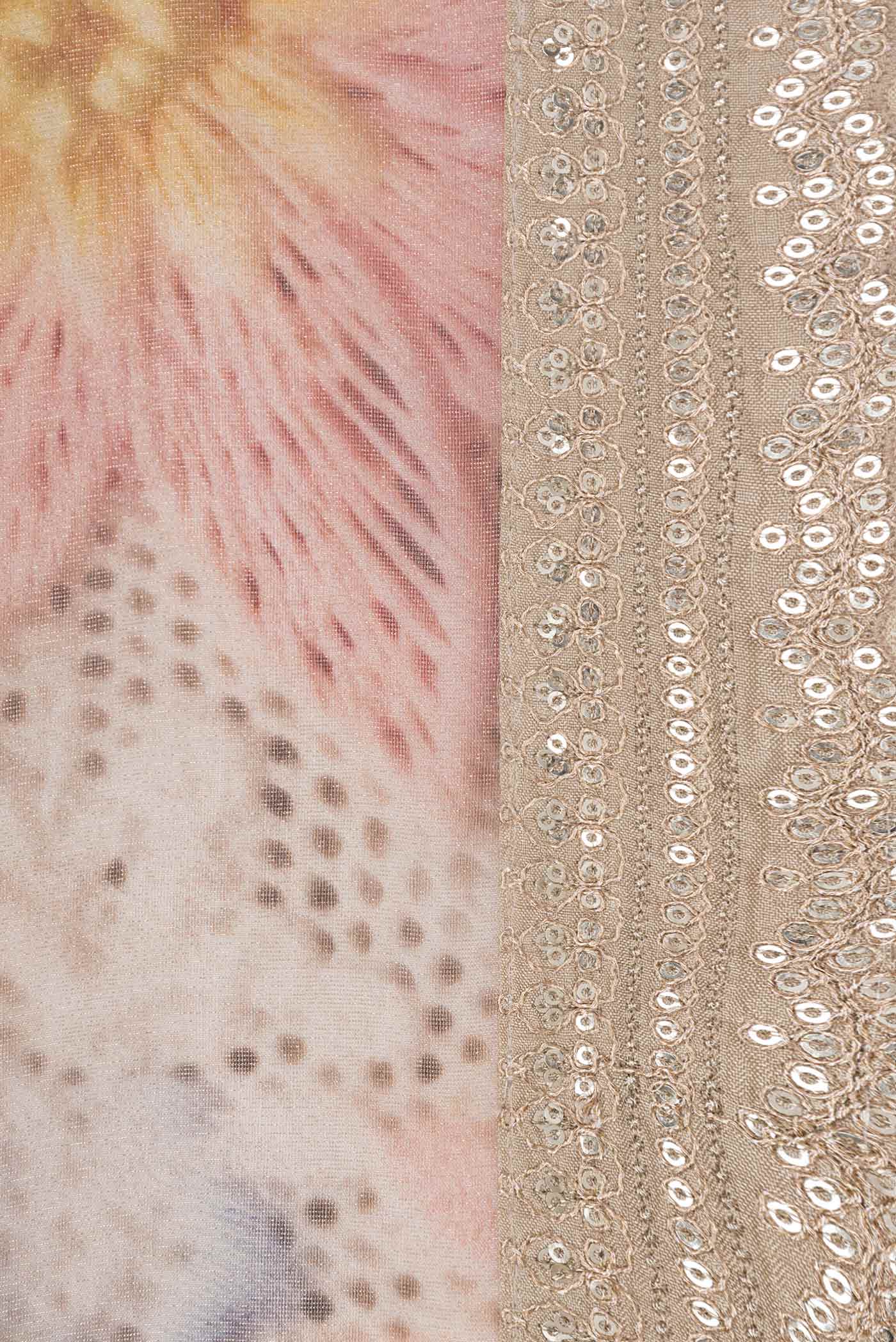 Beige Dual Tone Organza Silk Saree - Image 3