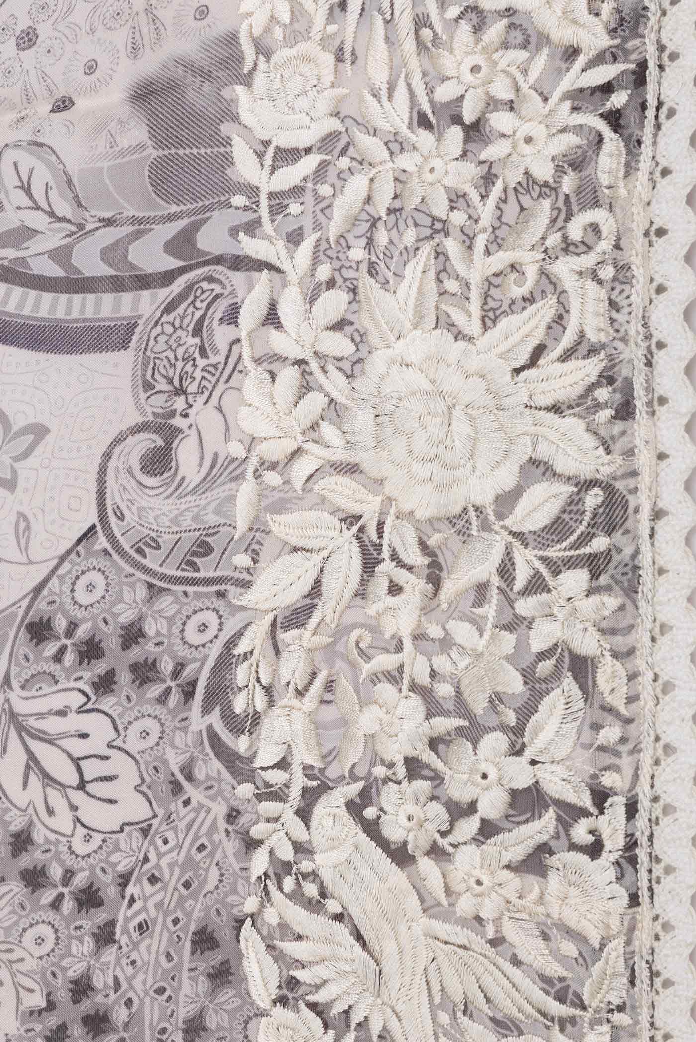 Beige Dual Tone Organza Silk Saree - Image 3