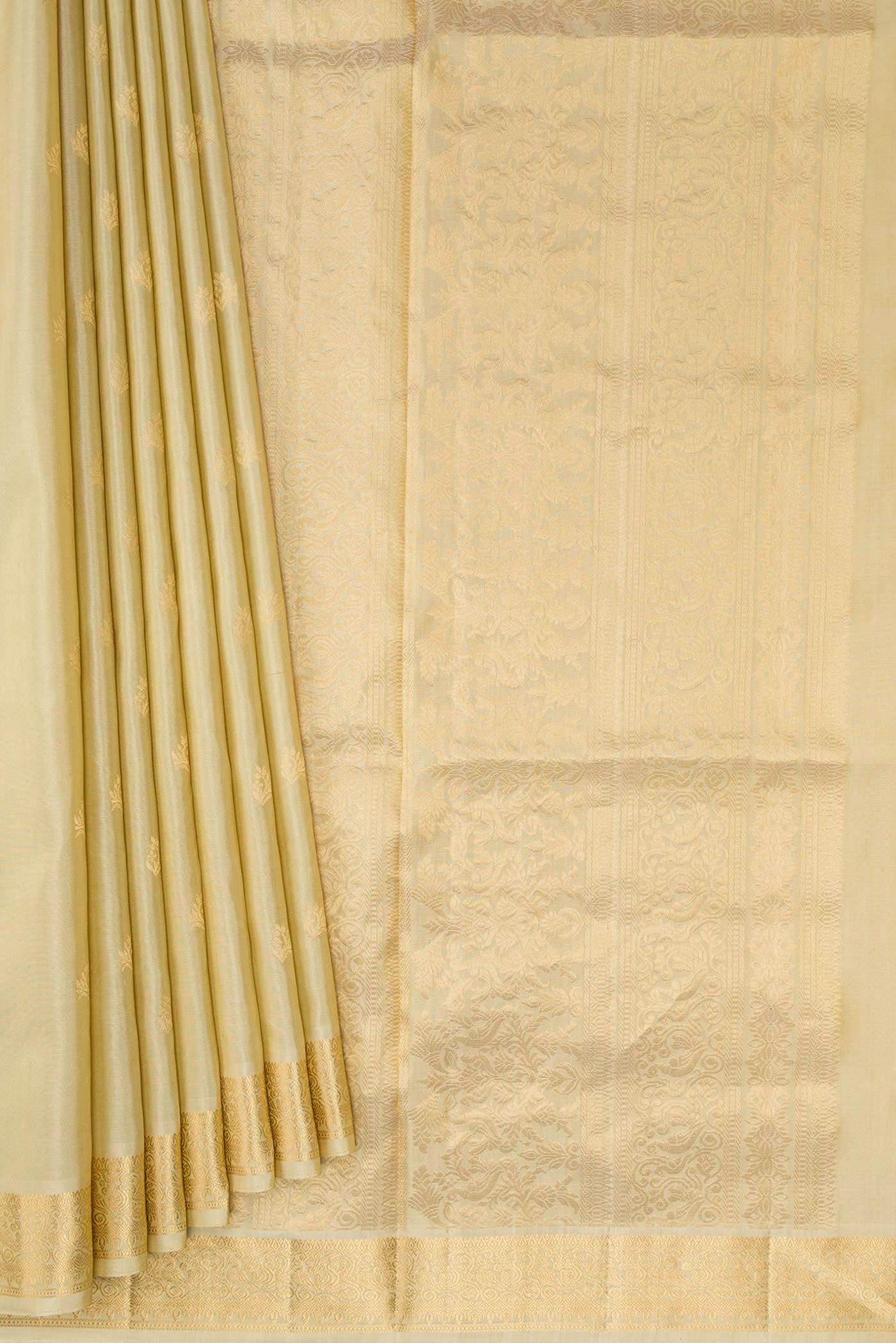 Beige Dual Tone Soft Silk Saree - Image 4