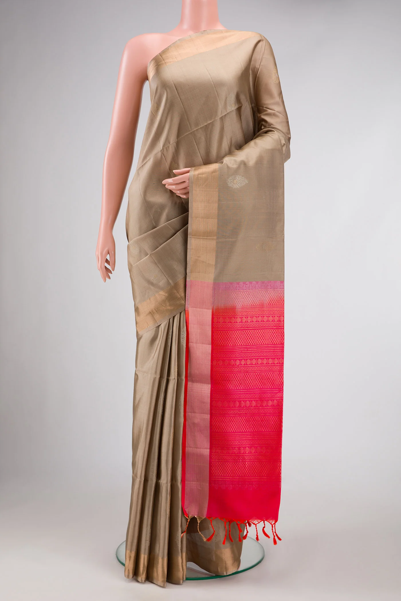 Dark Beige Soft Silk Saree