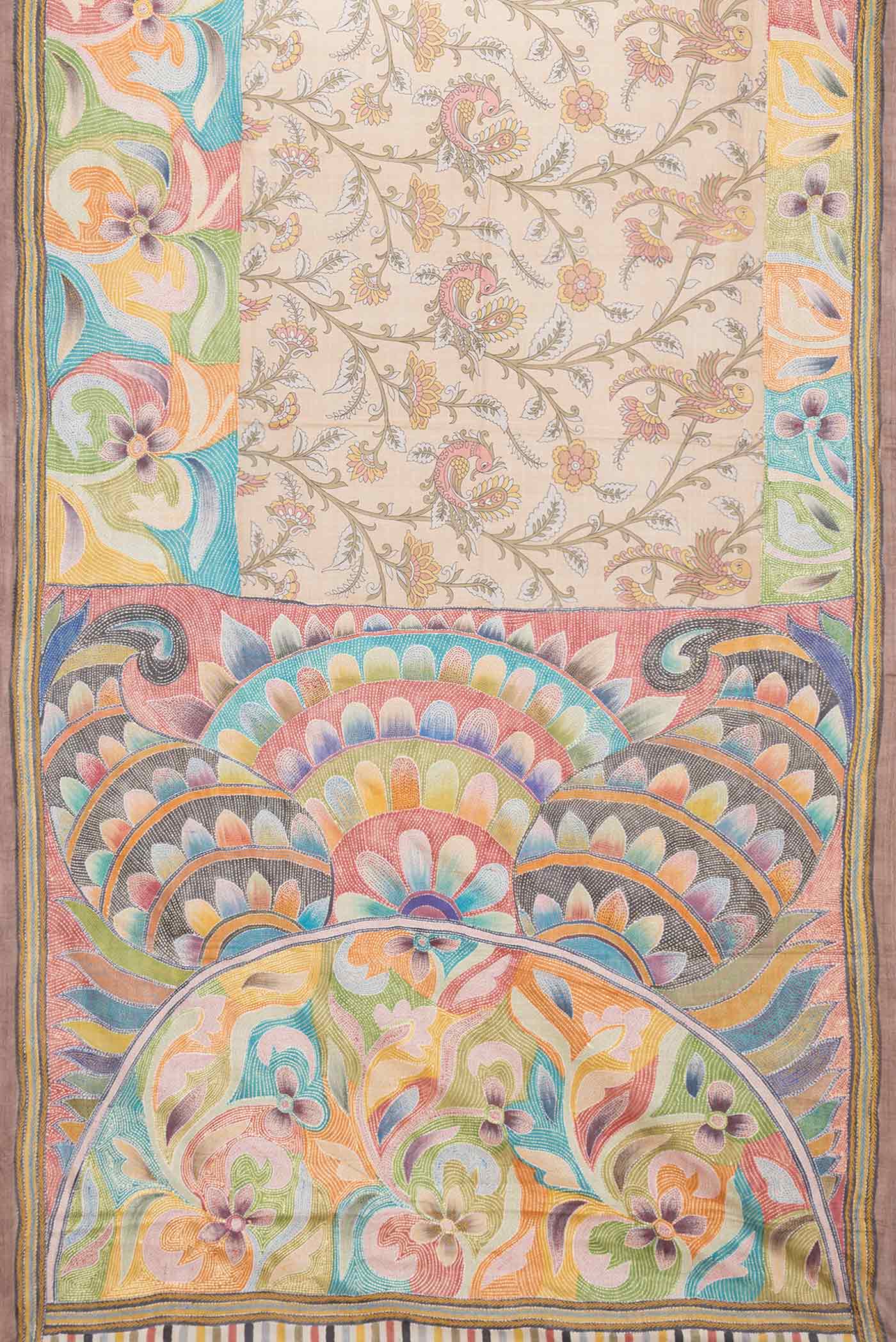 Beige Tussar Saree - Image 6