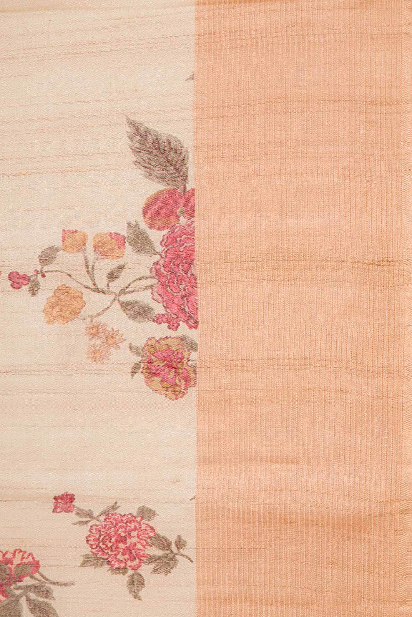 Beige Dual Tone Tussar Silk Saree - Image 3