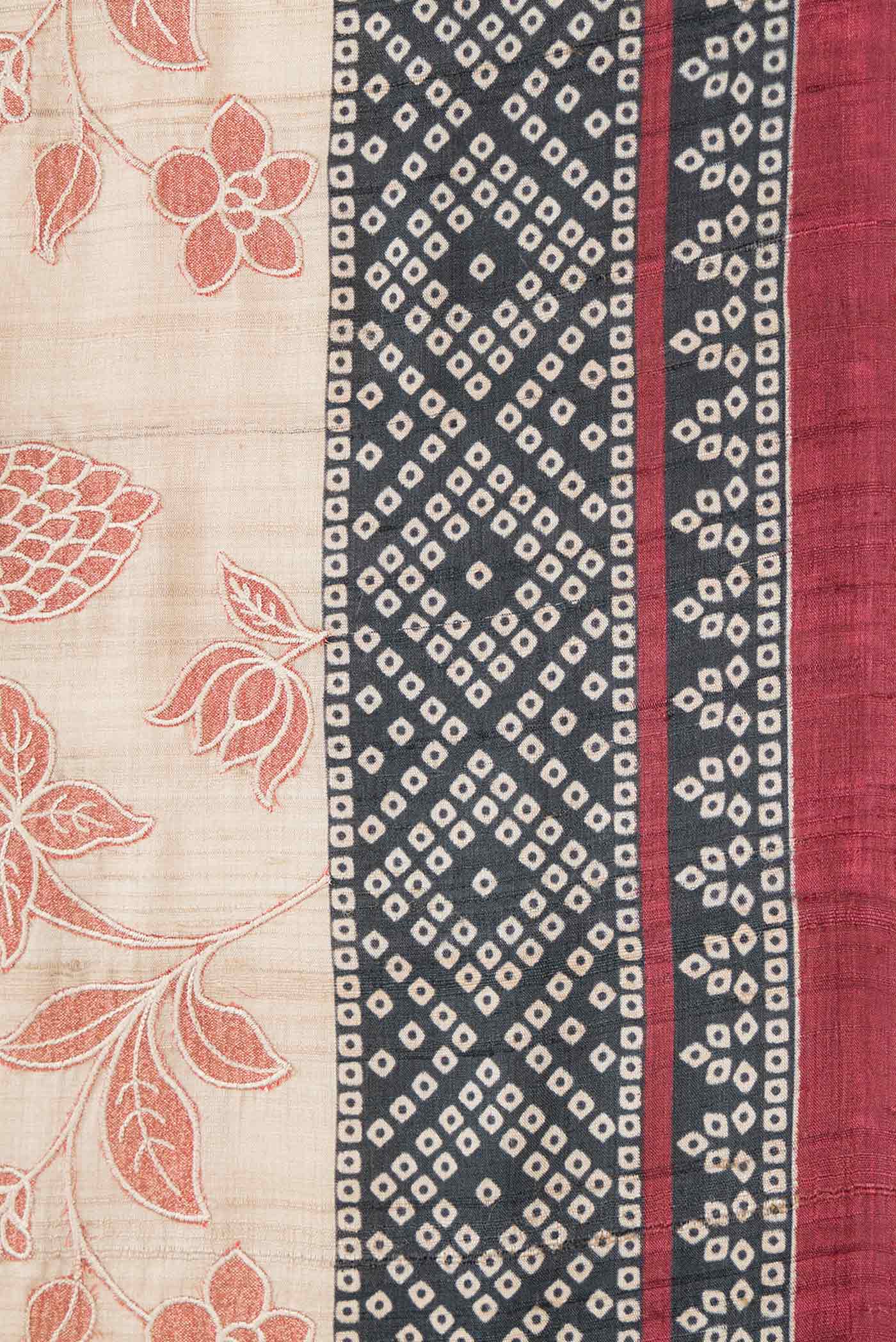 Beige Dual Tone Tussar Silk Saree - Image 3