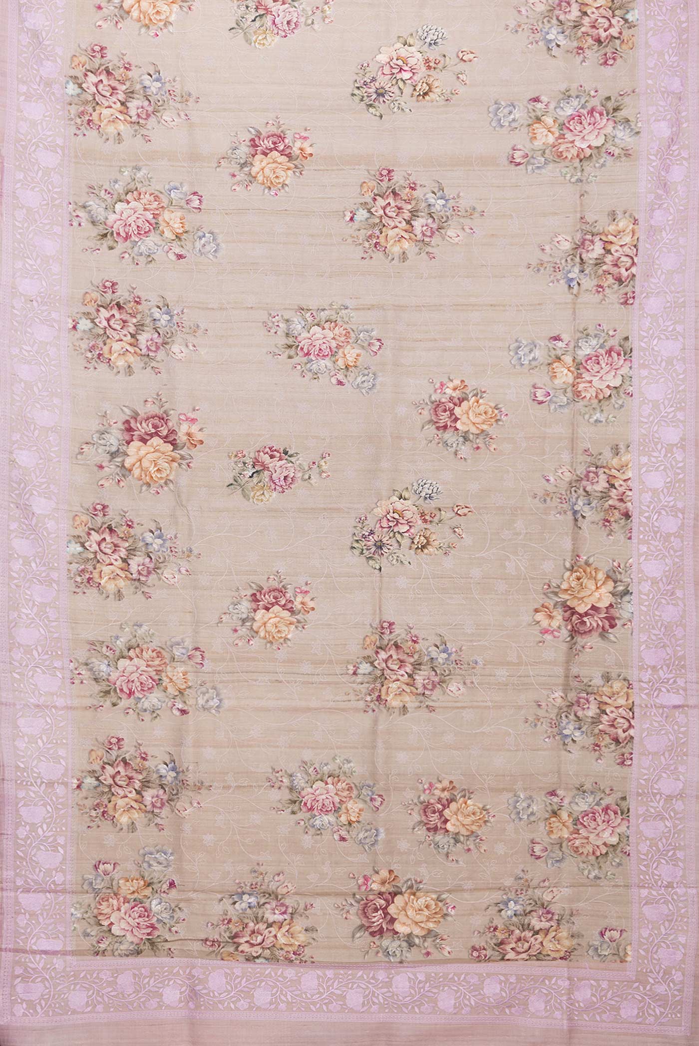 Beige Dual Tone Tussar Silk Saree - Image 6