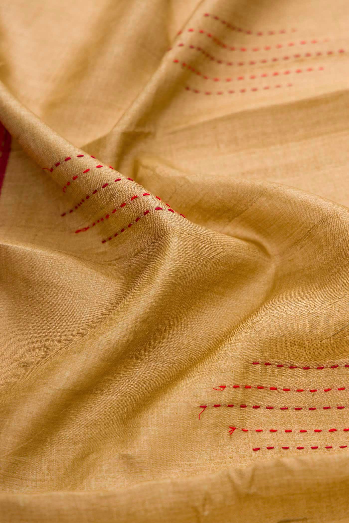 Beige Dual Tone Tussar Silk Saree - Image 2