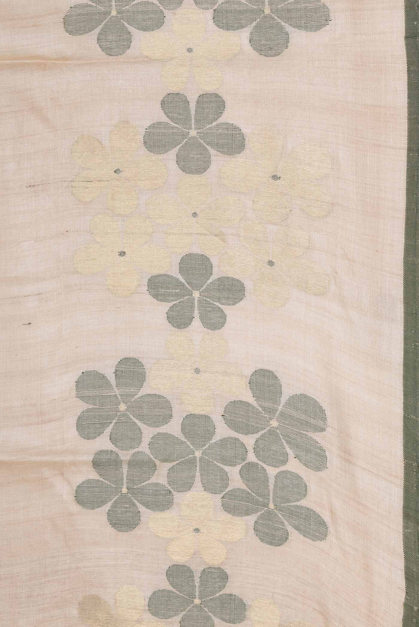 Beige Dual Tone Tussar Silk Saree - Image 3