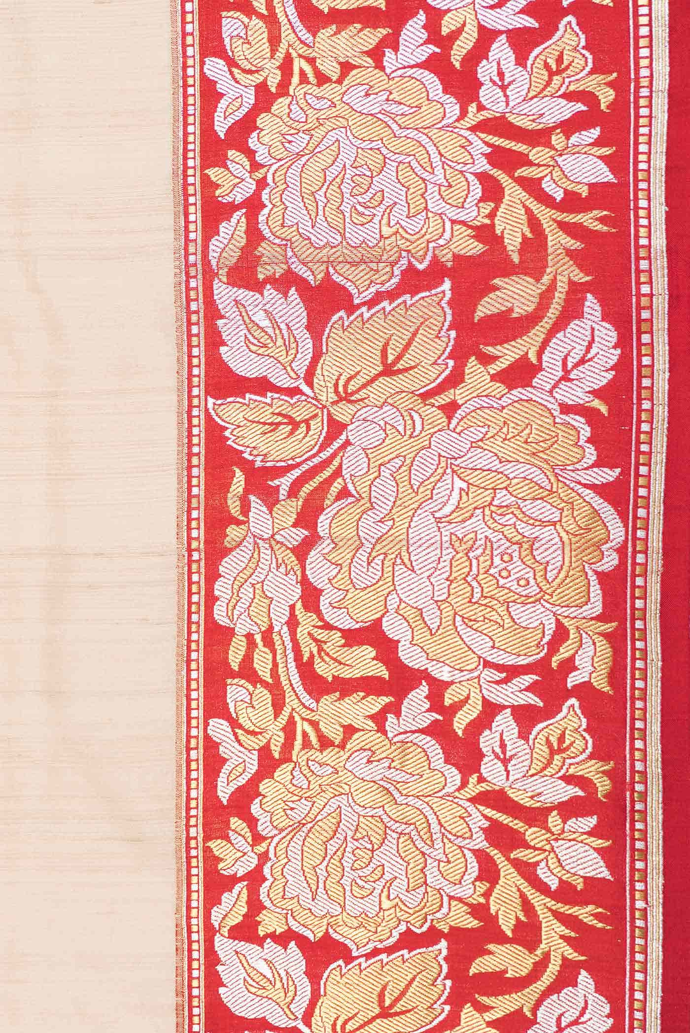 Beige Dual Tone Tussar Silk Saree - Image 5