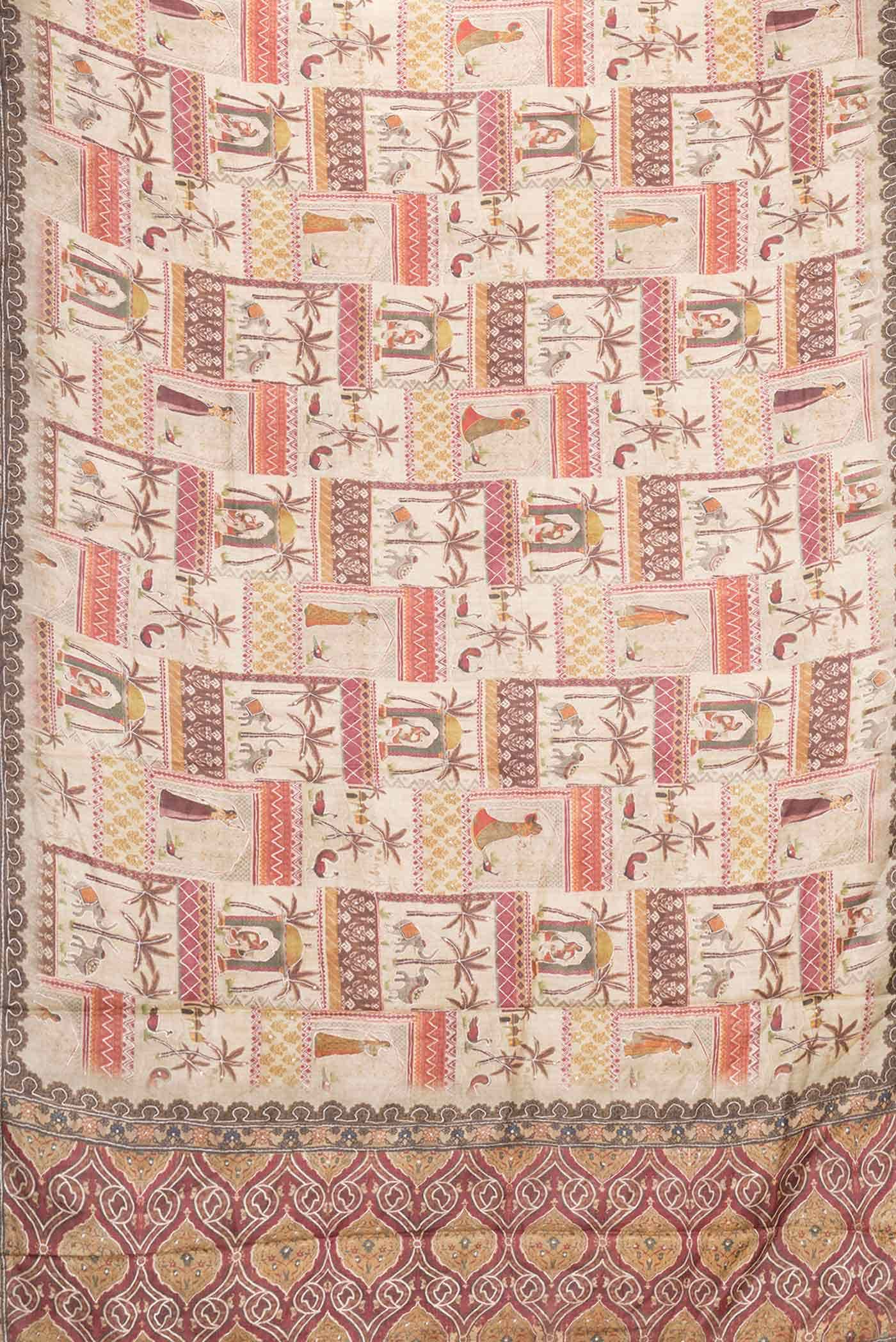 Beige Dual Tone Tussar Silk Saree - Image 4