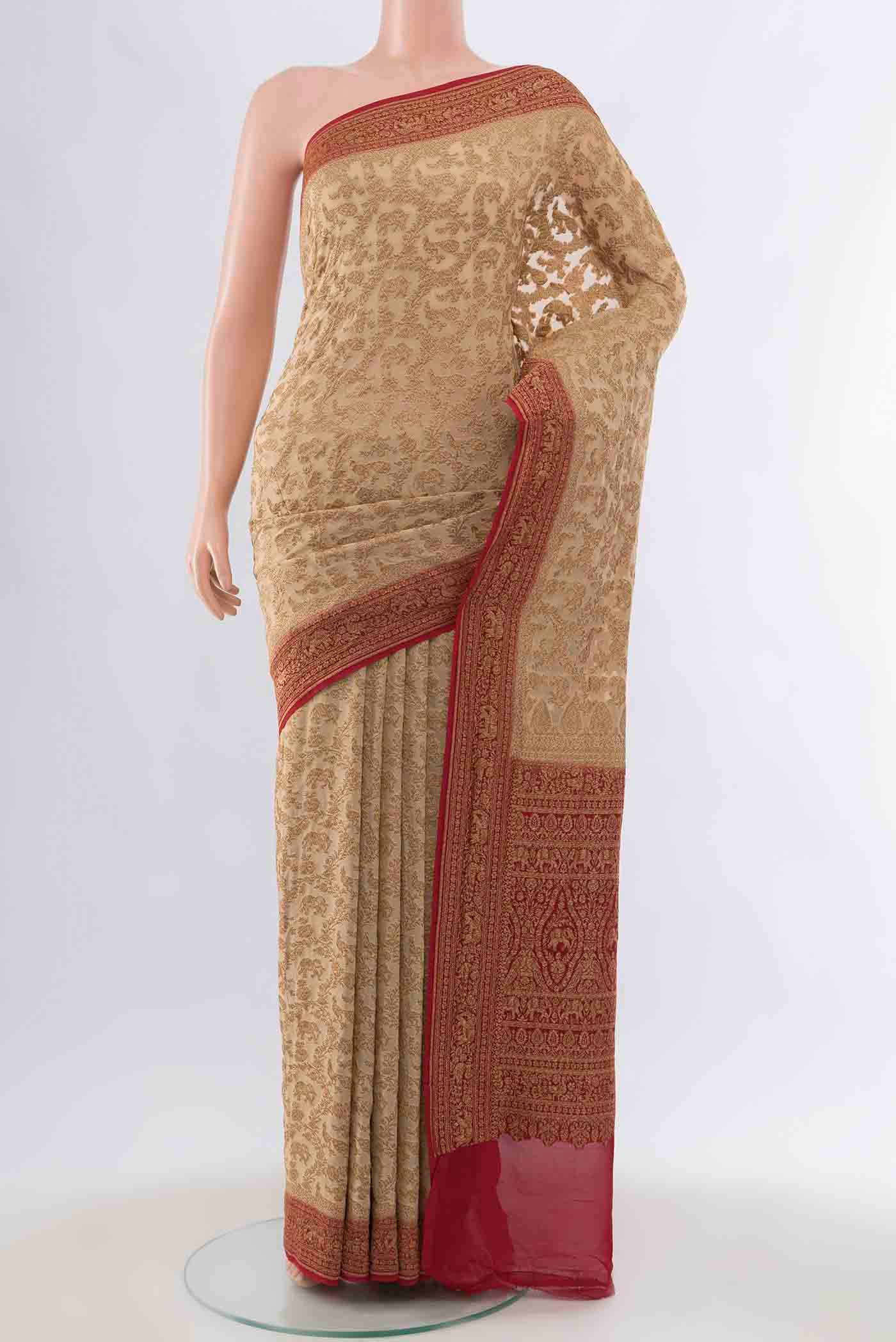 Beige Banarasi Georgette Saree