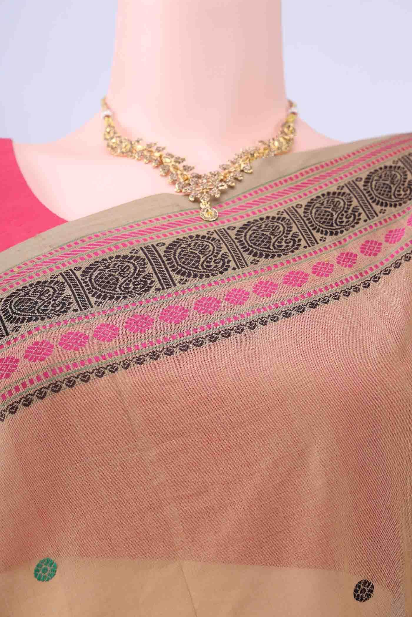 Beige Kanchi Cotton Saree - Image 3