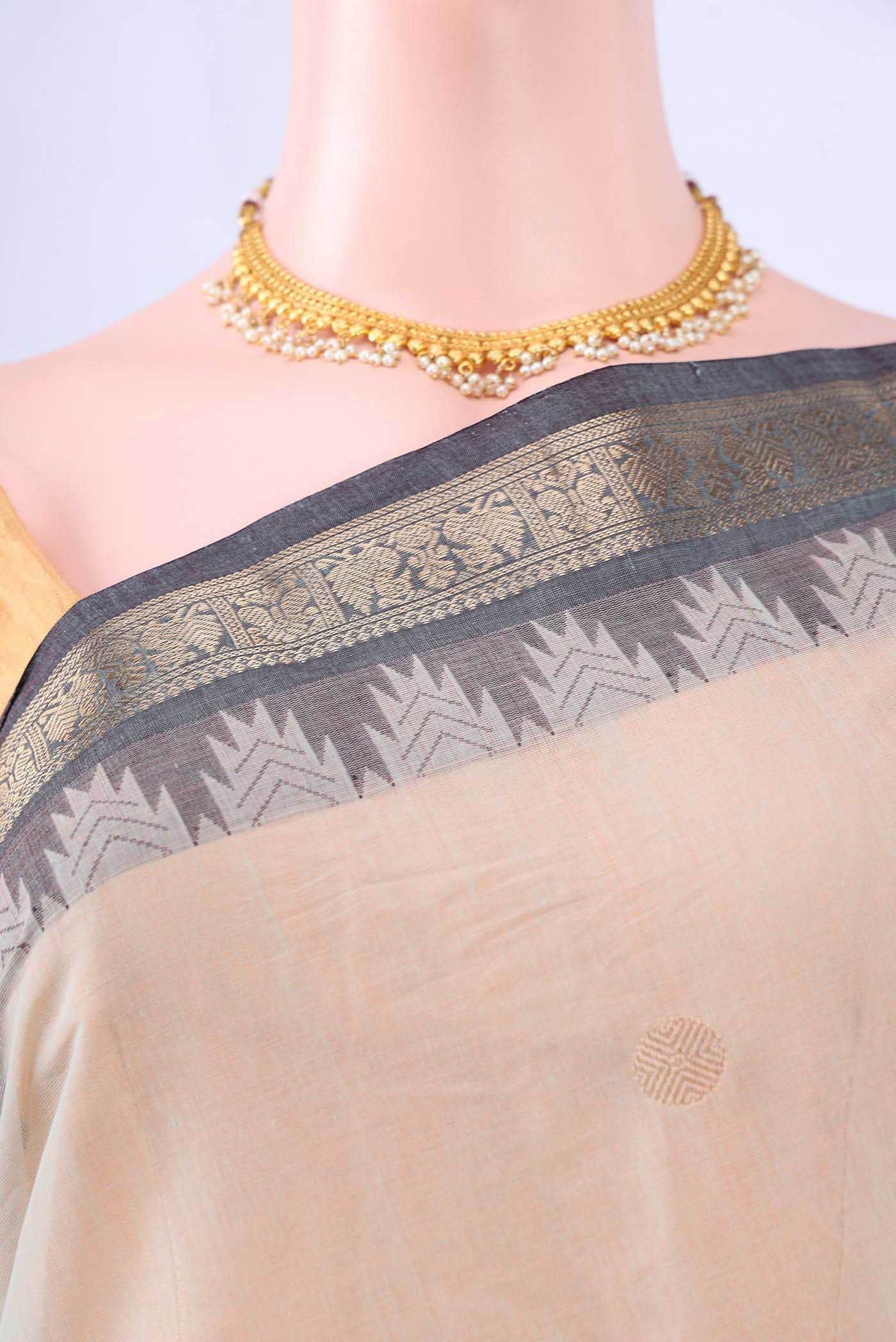 Beige Kanchi Cotton Saree - Image 3