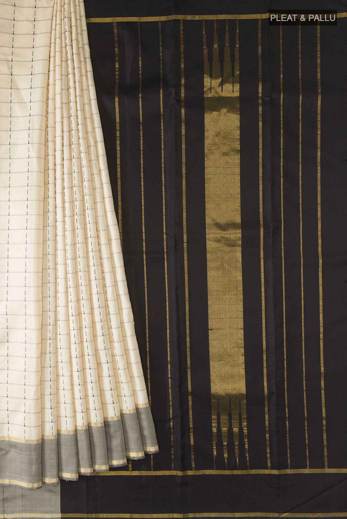 Beige Kanchipuram Silk Saree - Image 4