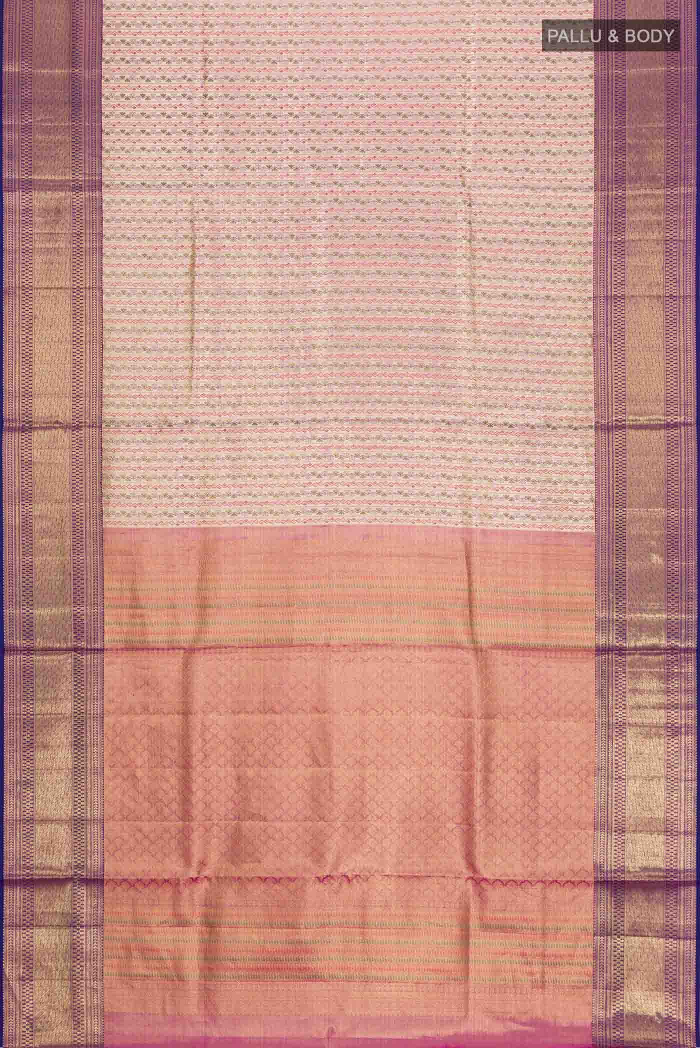 Beige Kanjivaram Silk Saree - Image 6