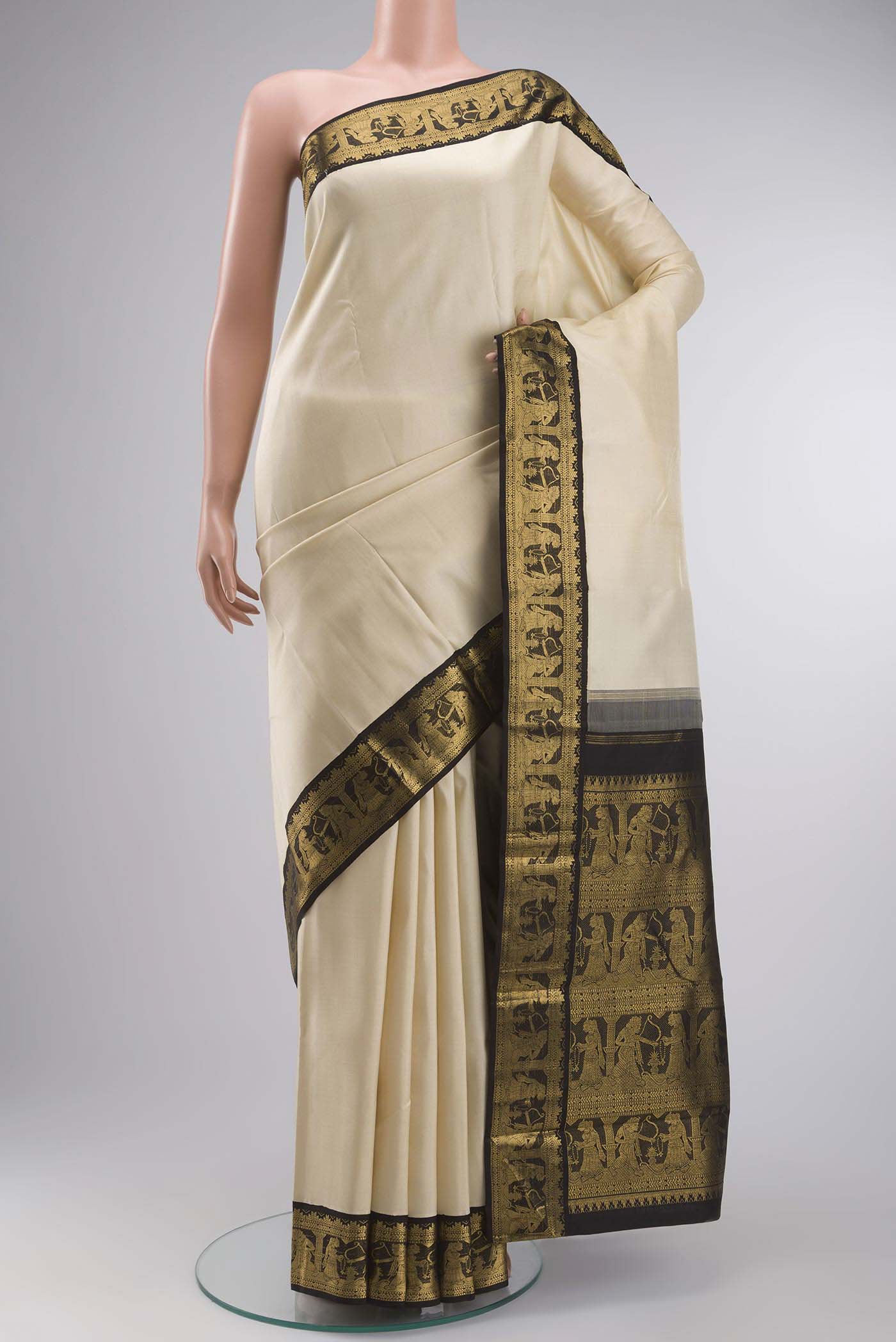 Beige Kanjivaram Silk Saree