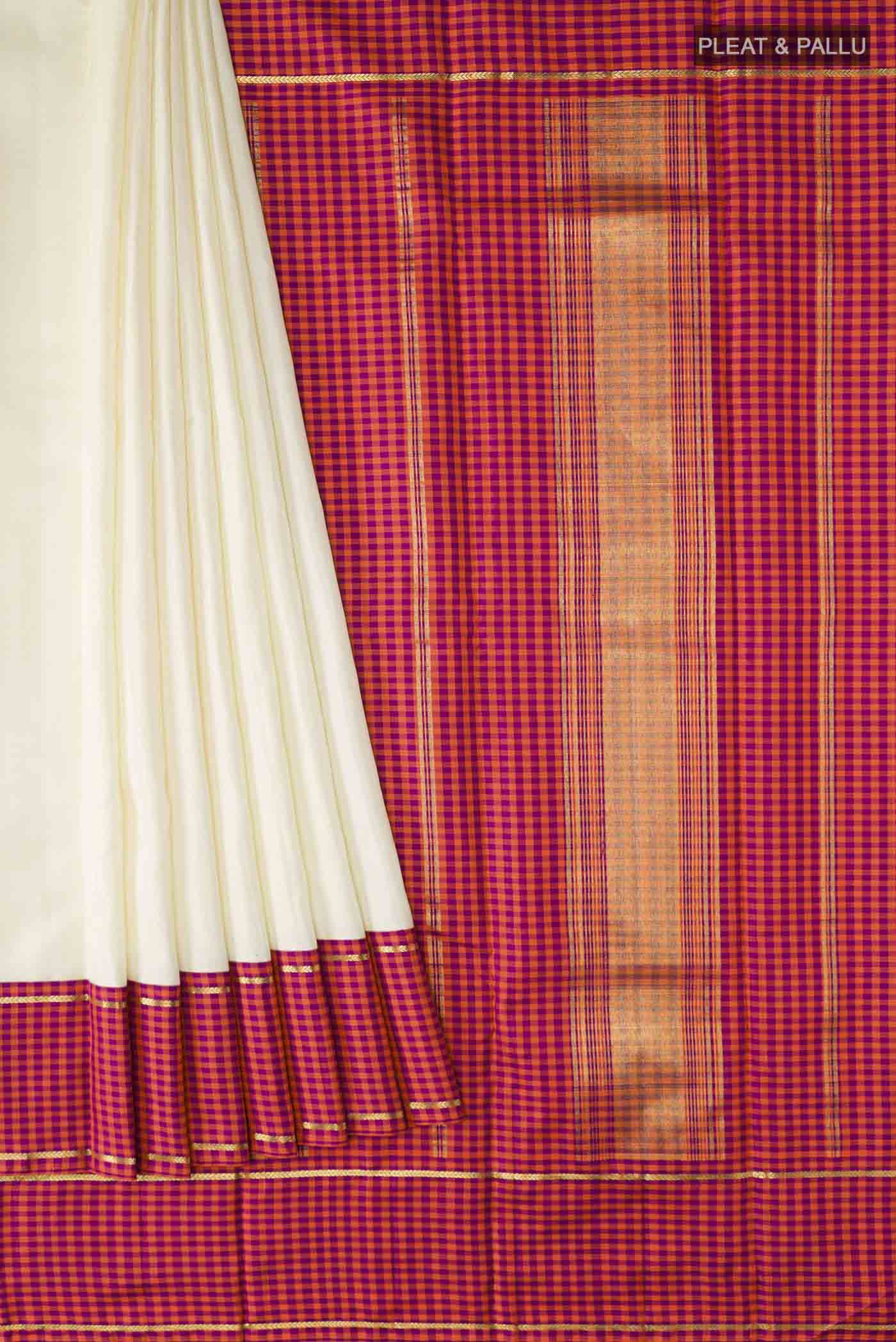 Pure Silk Pure Zari Off White Kanjivaram Saree - Image 4