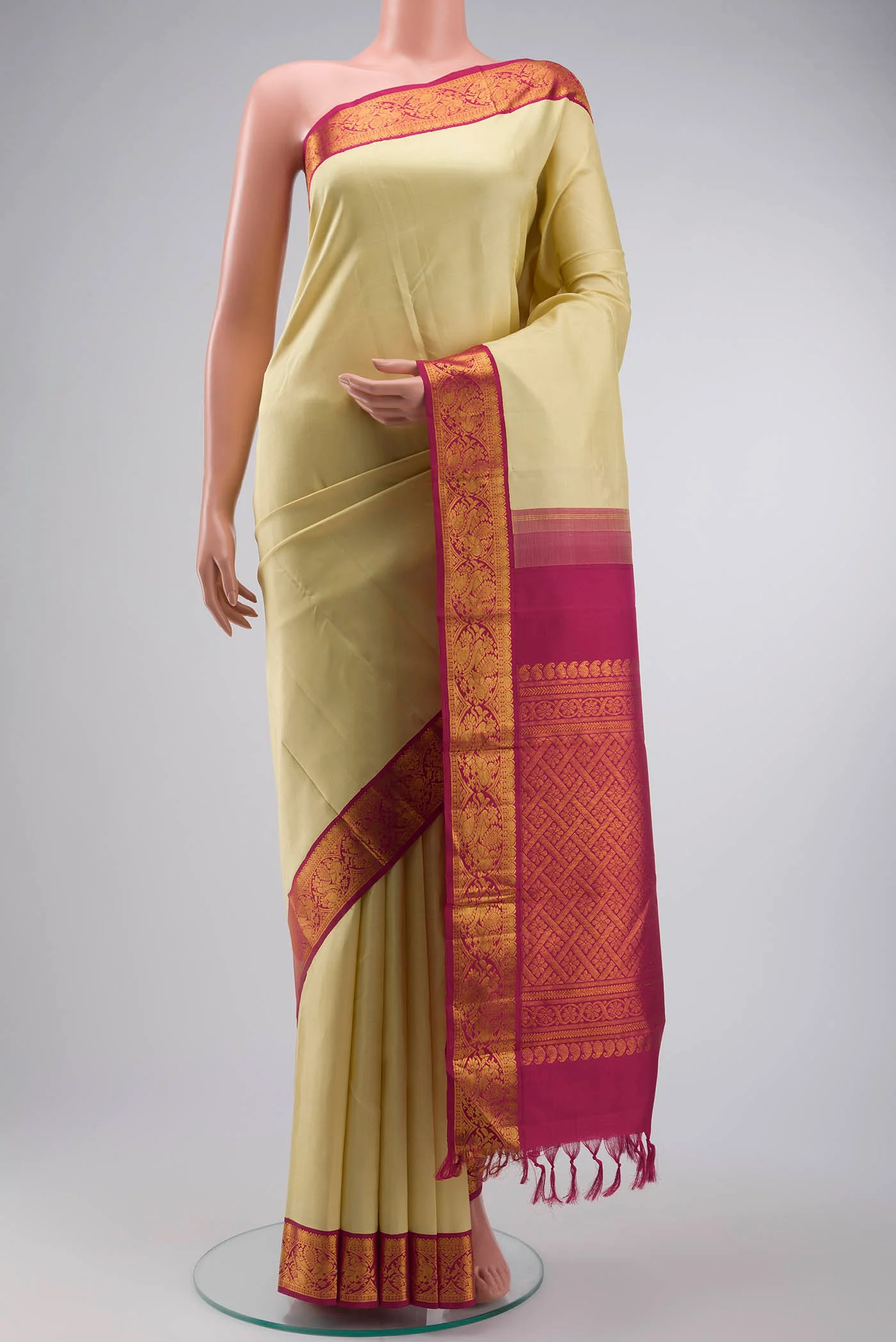 Beige Kanjivaram Silk Saree