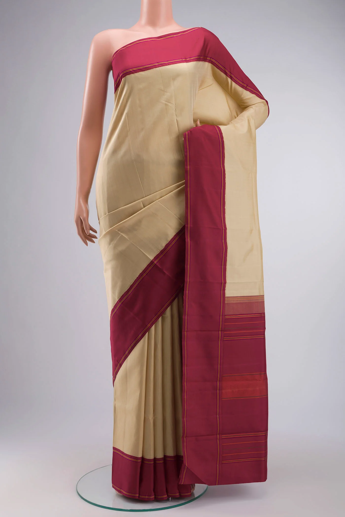 Beige Kanjivaram Silk Saree