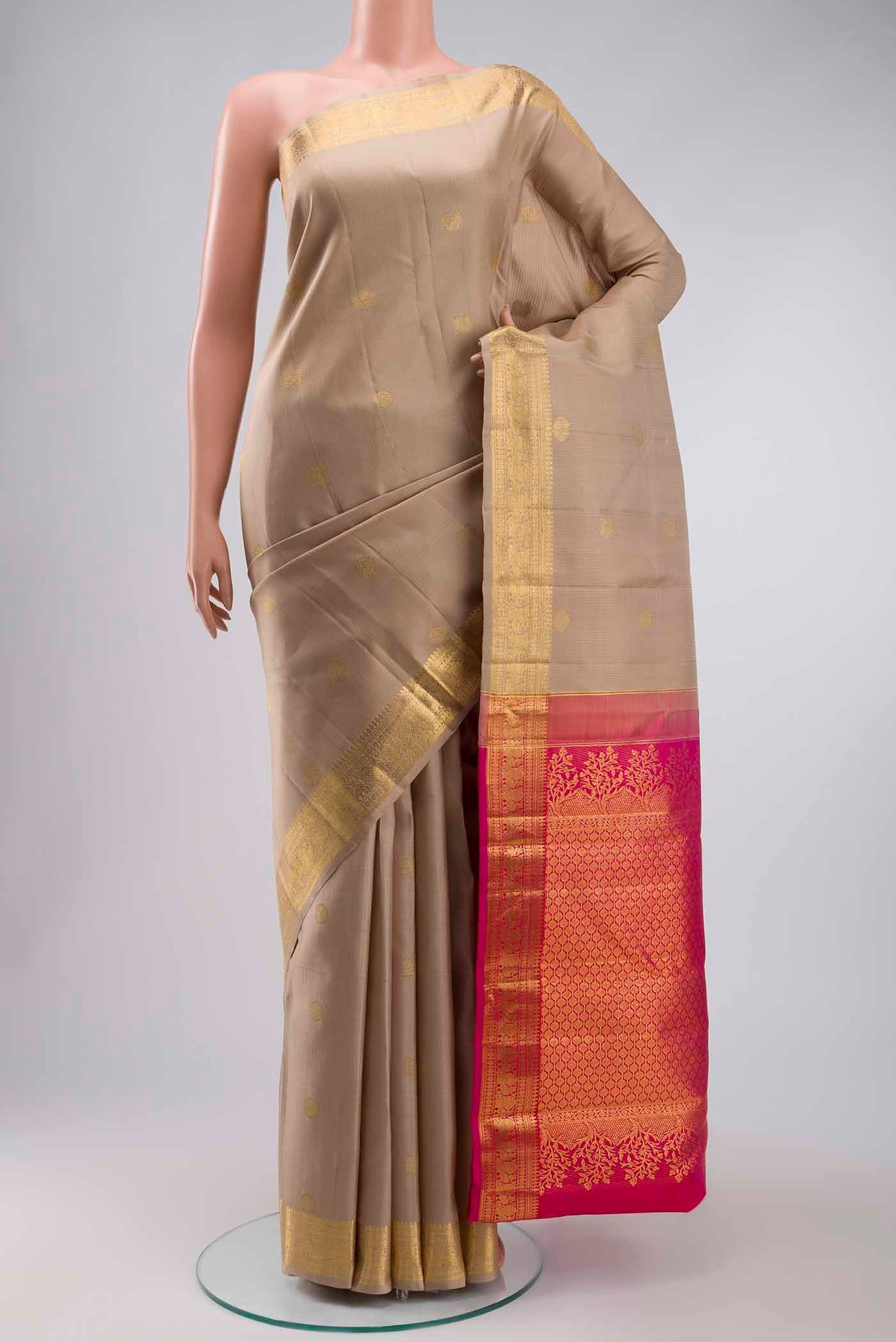 Beige Kanchipuram Silk Saree