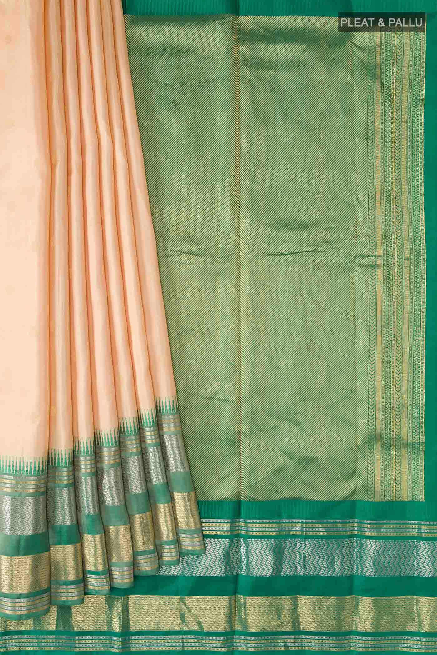 Beige Kanjivaram Silk Saree - Image 4