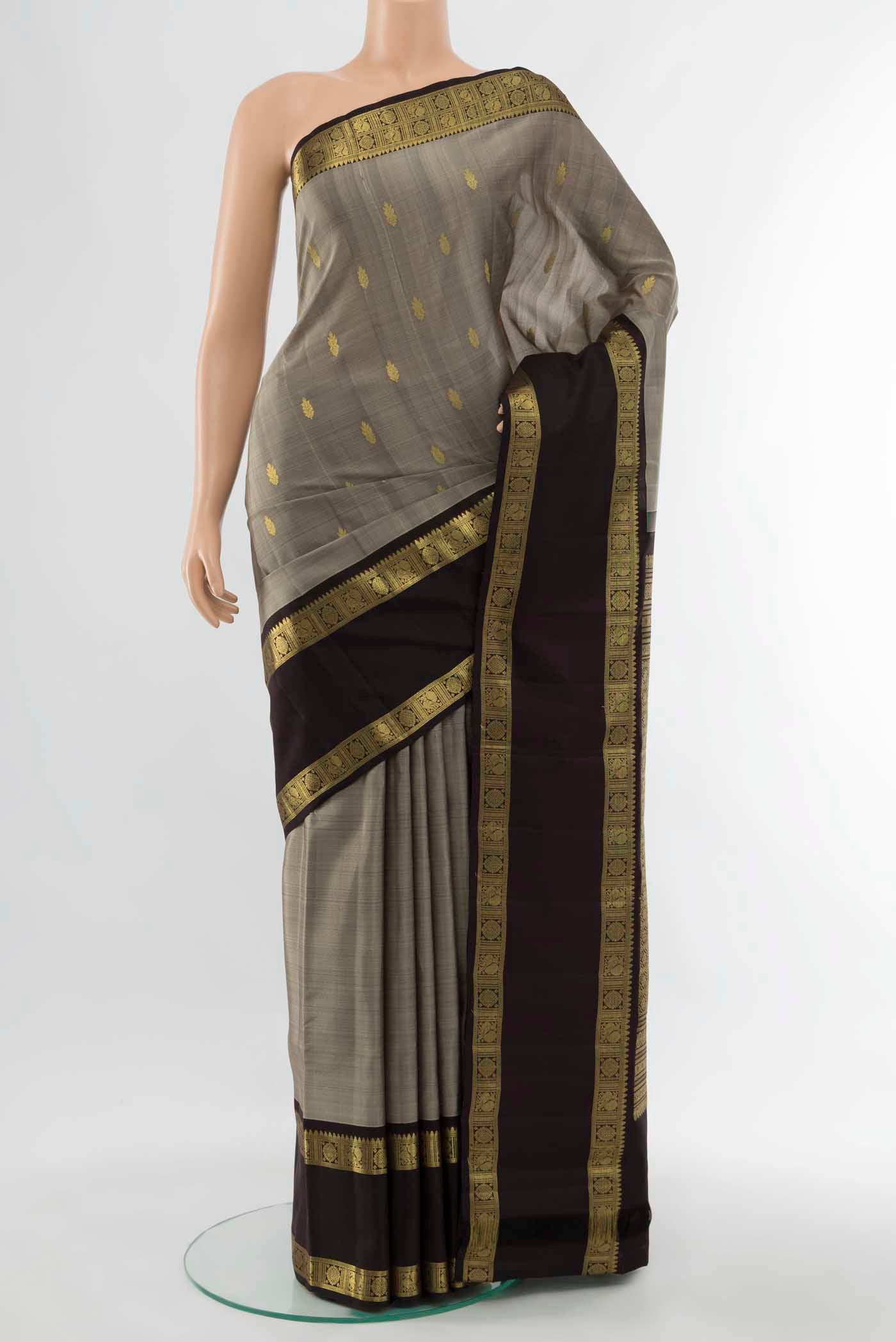 Grey Kanchipuram Silk Saree