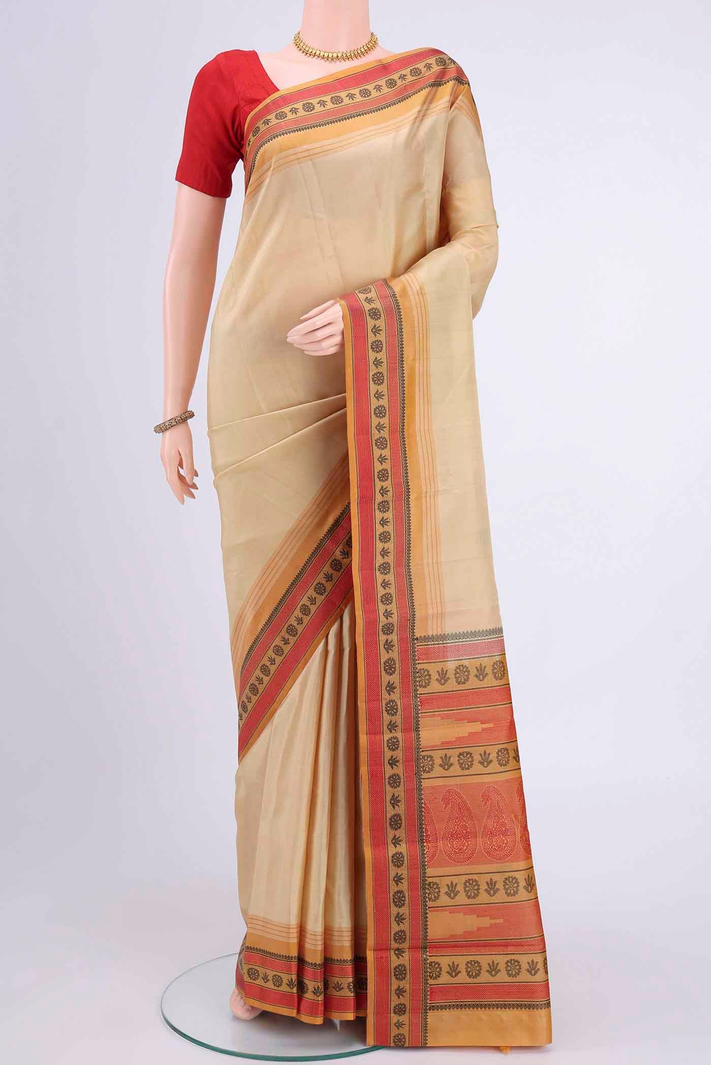 Beige Kanjivaram Silk Saree