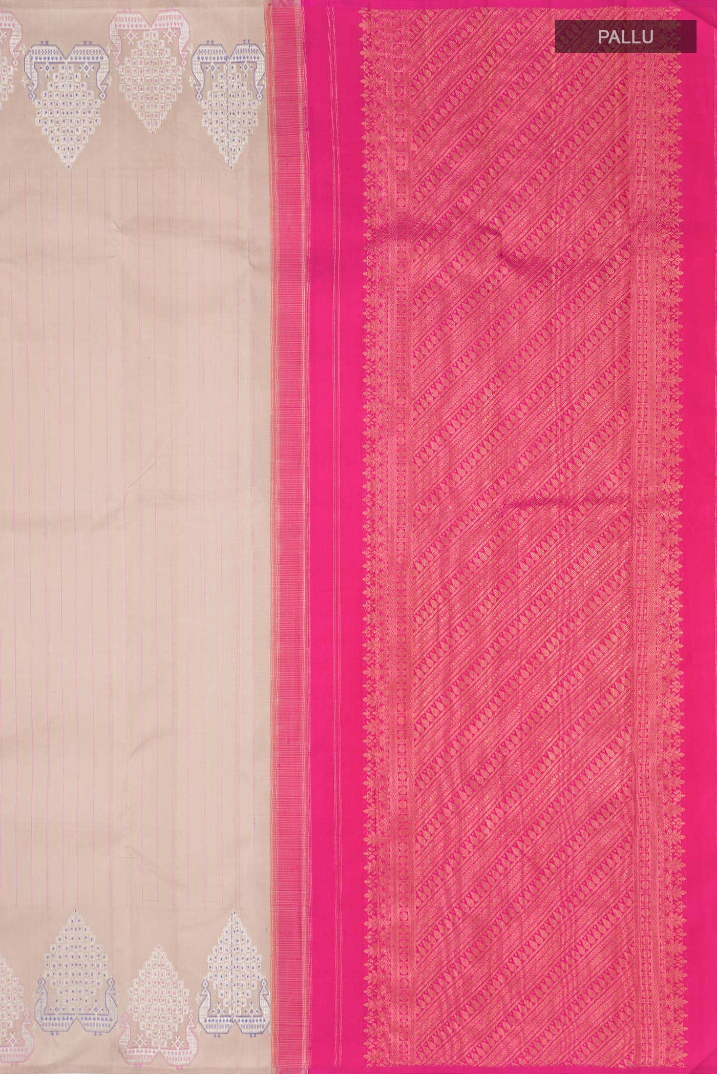 Beige Kanchipuram Silk Saree - Image 5