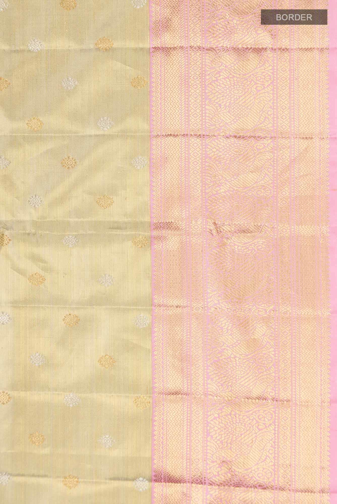 Beige Kanjivaram Tissue Silk Saree - Image 6