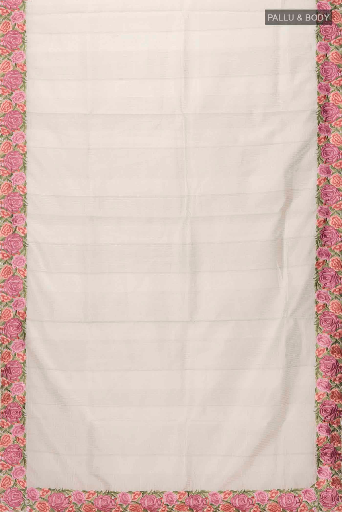 Beige Kota Cotton Saree - Image 3