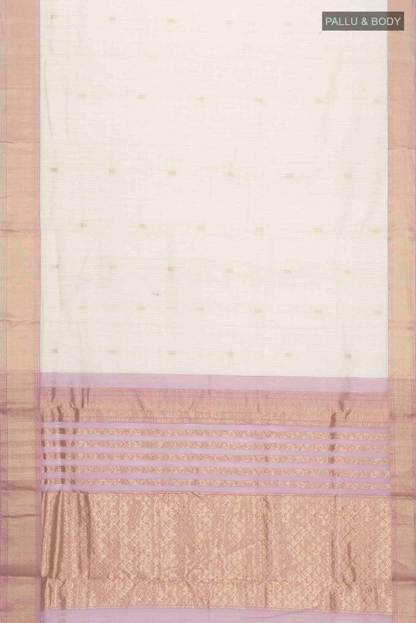 Beige Maheshwari Silk Cotton Saree - Image 5