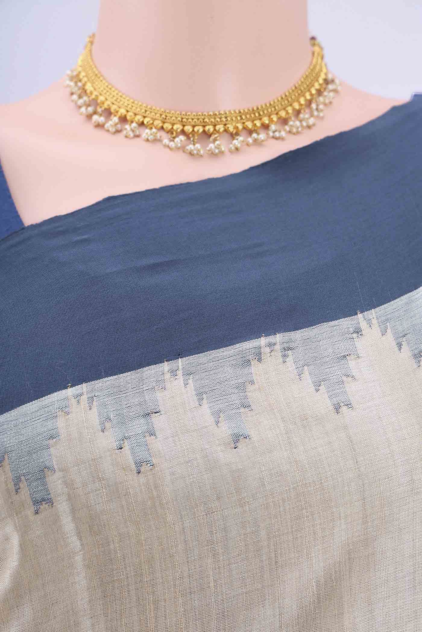 Beige MP Tussar Saree - Image 2