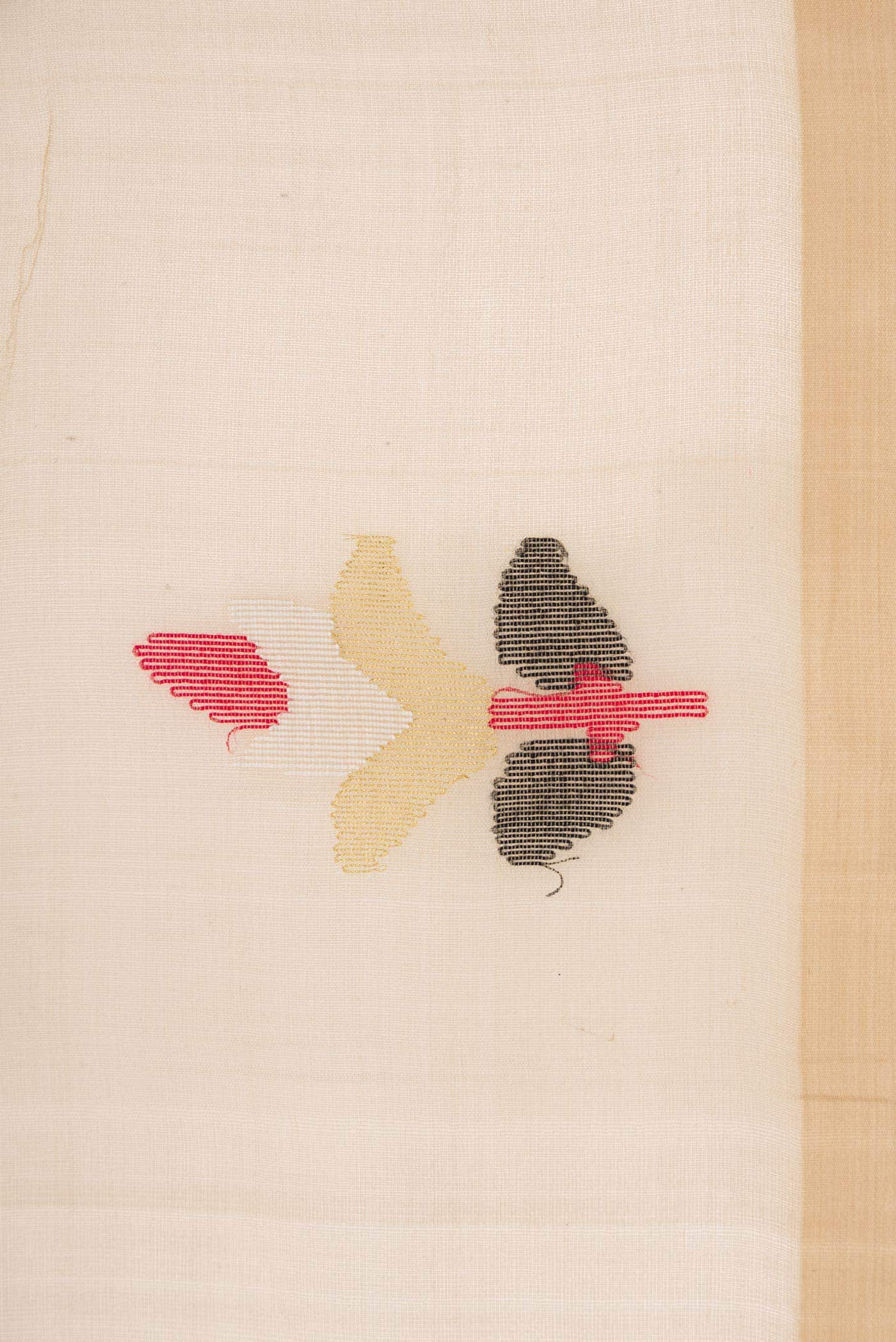 Beige Muslin Silk Saree - Image 3