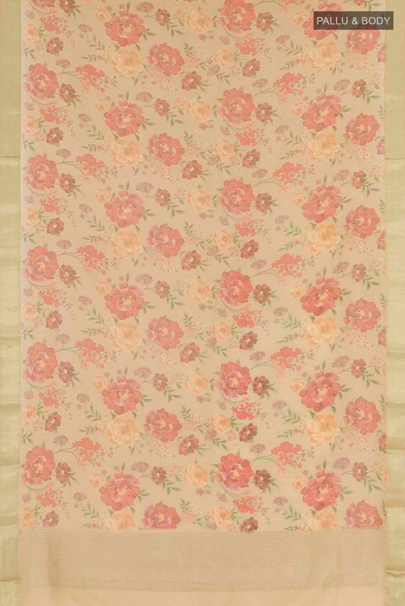 Beige Mysore Chiffon Saree - Image 3