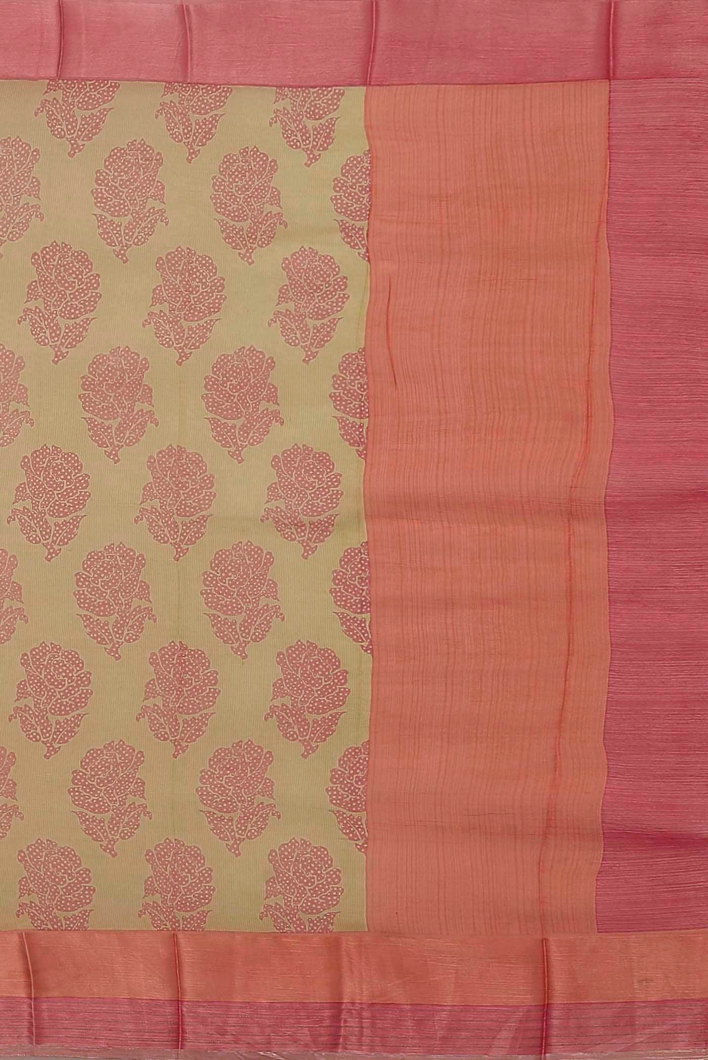 Beige Mysore Chiffon Saree - Image 5
