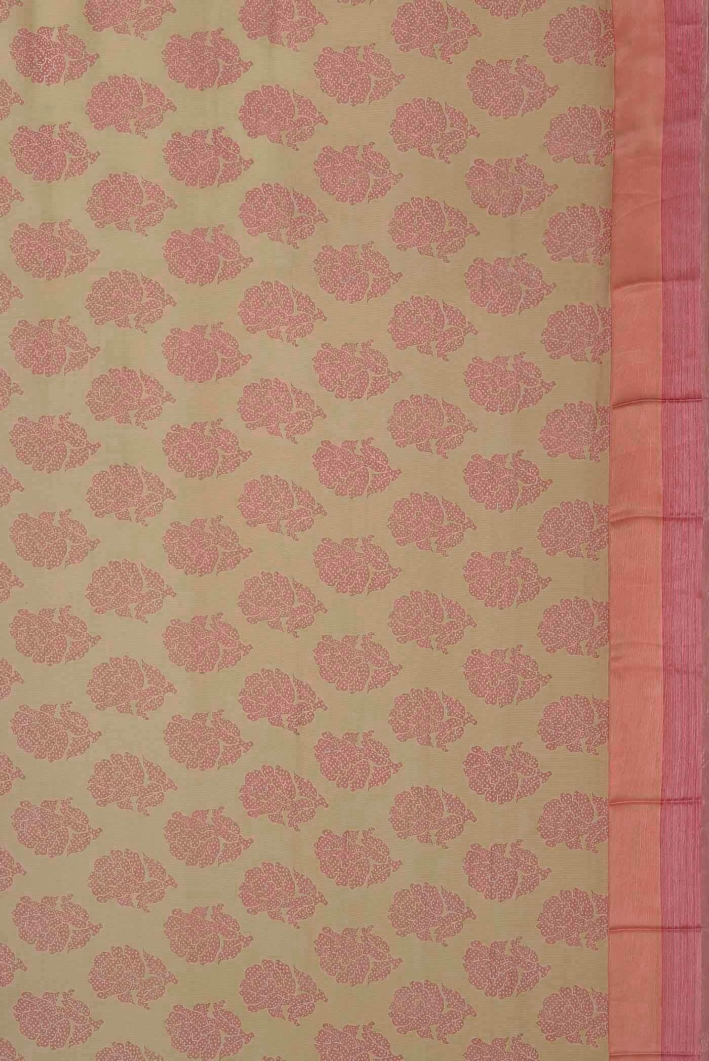 Beige Mysore Chiffon Saree - Image 6