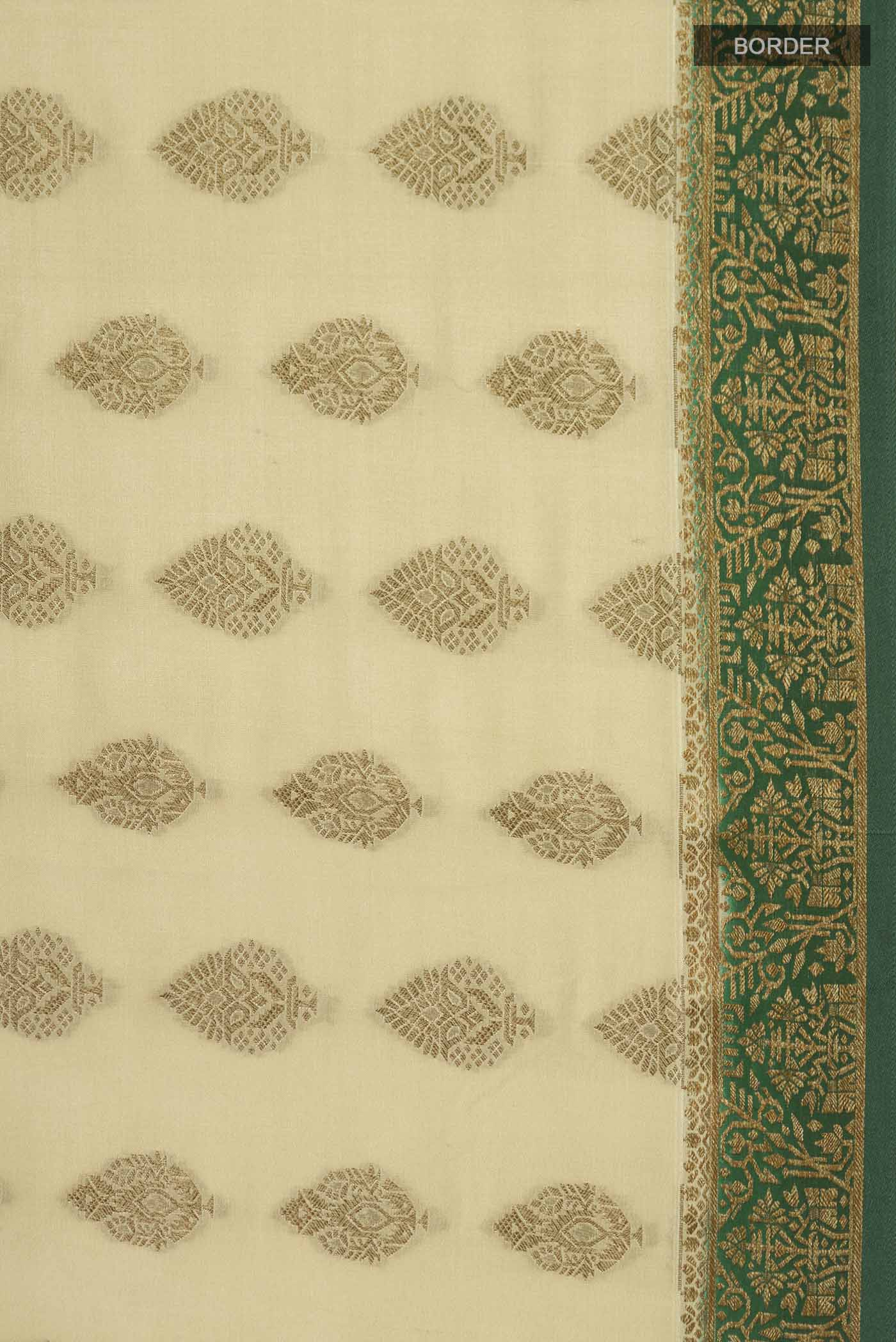 Beige Mysore Crepe Saree - Image 3