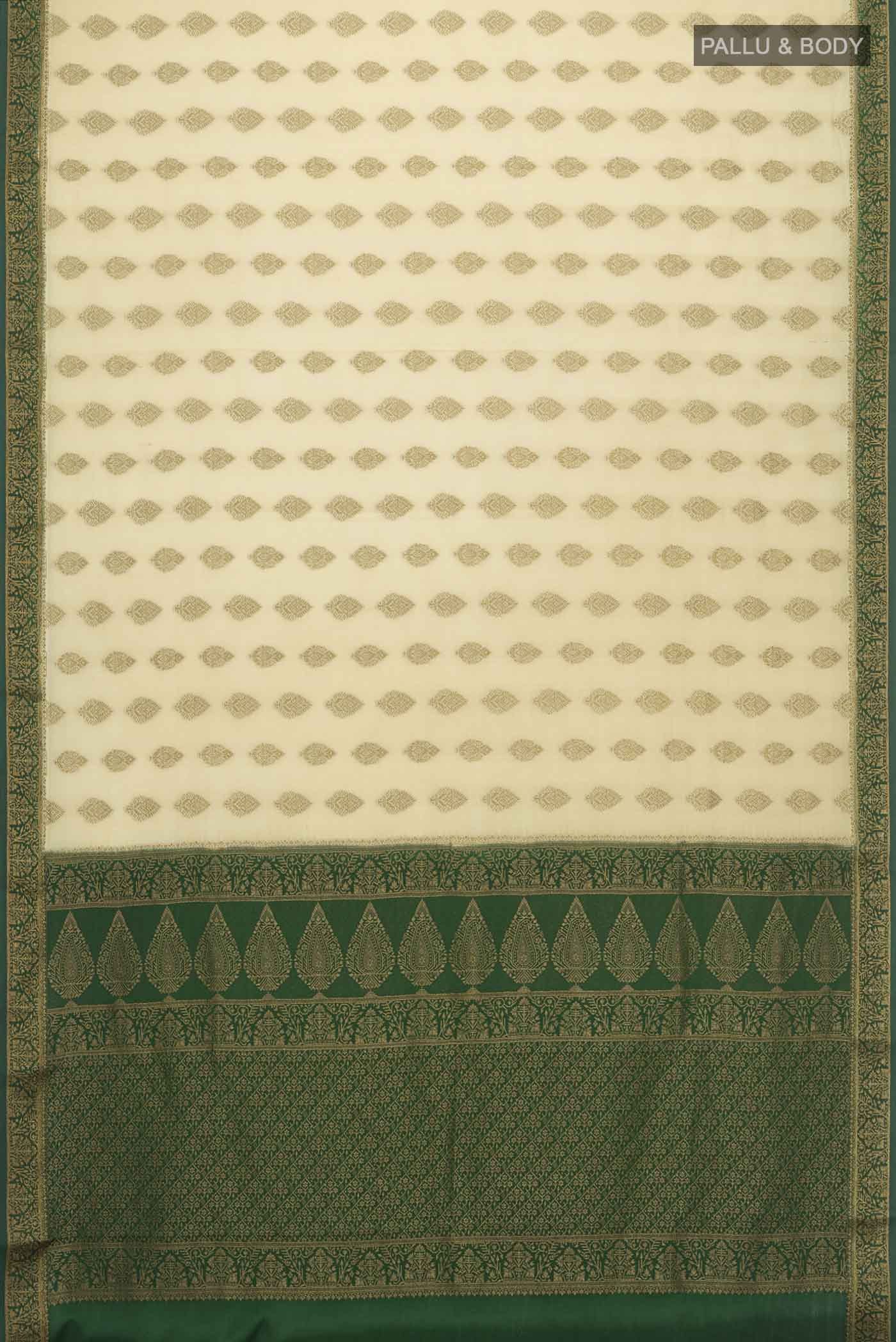 Beige Mysore Crepe Saree - Image 5
