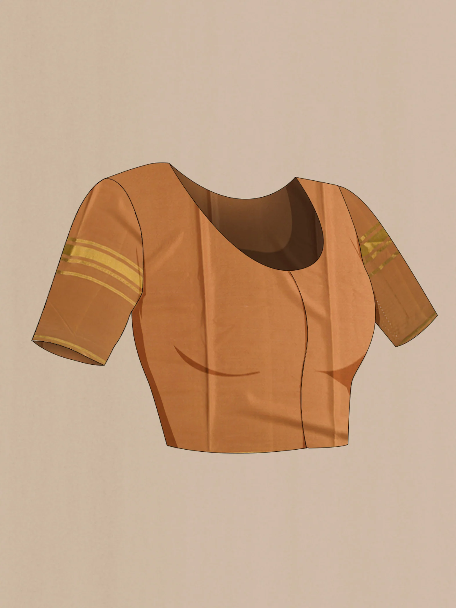 Beige Mysore Crepe Saree - Image 4